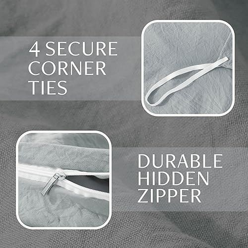 Miniatura 4 de Funda de edredón tamaño King  Juego de ropa de cama de 3 piezas (1 funda de edredón y 2 fundas de almohada), funda de edredón suave prelavada con