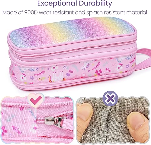 Miniatura 6 de Bagseri Paquete de estuche morado y estuche rosa, estuche expandible para niñas, estuche de gran capacidad para lápices para niños