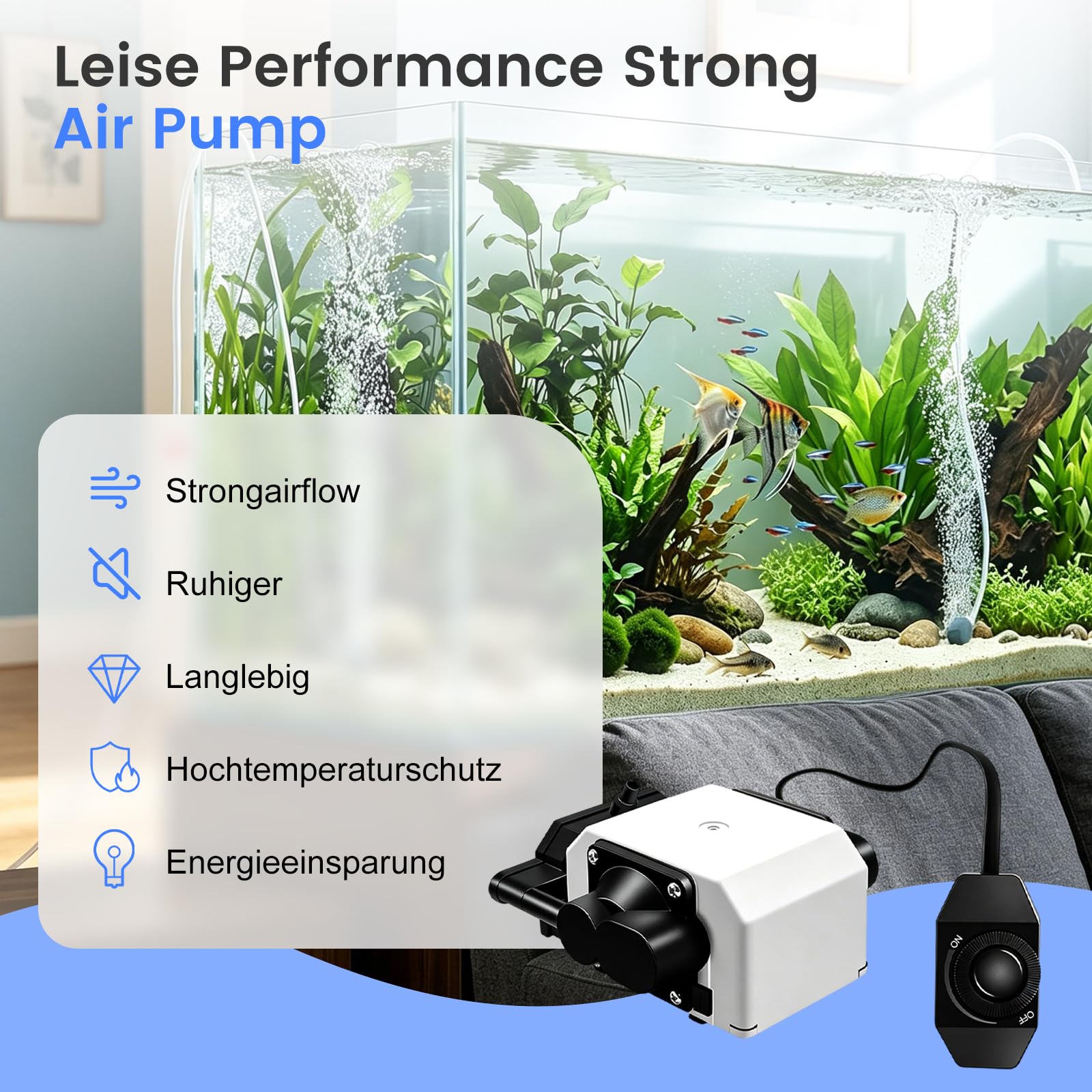 Air Assist Laser 55 l/min pour gravure laser, pompe à air pour aquarium 25 W | Avec flux d'air réglable, pompe de soutien d'air 220 V pour découpe laser, gravure laser, silencieuse, pour aquariums