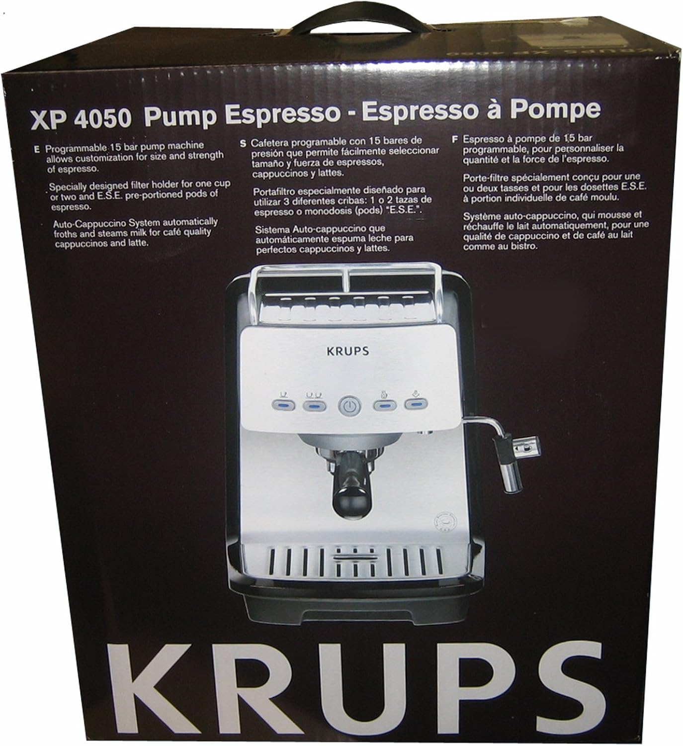 Krups XP4050 1200-Watt 15-Bar-Pump Programmable Espresso Machine