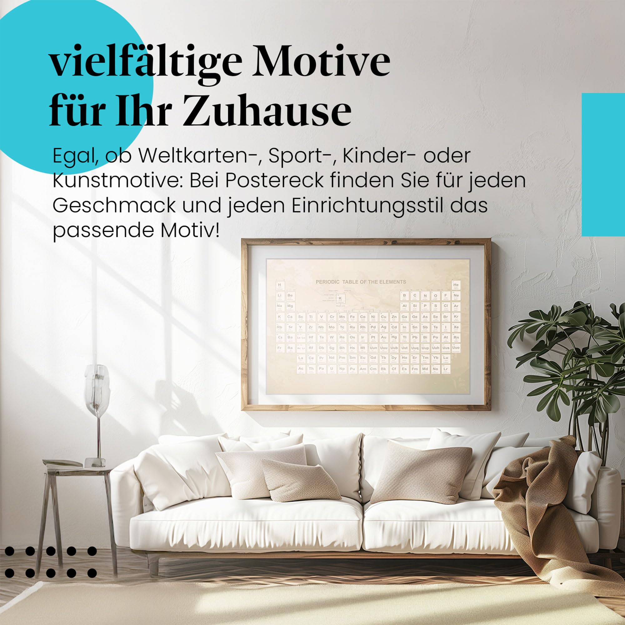 Postereck - 0613 - Periodensystem, Elemente Studium Schule Chemie - Unterricht Klassenzimmer Schule Wandposter Fotoposter Bilder Wandbild Wandbilder - Leinwand - 100,0 cm x 75,0 cm