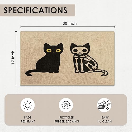 Miniatura 3 de Tapete para puerta de gato, tapete de bienvenida con diseño de calavera, bonito tapete para puerta delantera, tapete para entrada interior y