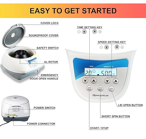 Miniatura 2 de Jackson Global JS-TC-SPINPLUS-8 - Centrífuga digital de sobremesa  400-5000 rpm (máx. 3074xg)  Pantalla LCD  Incluye rotor de 15ML X 8