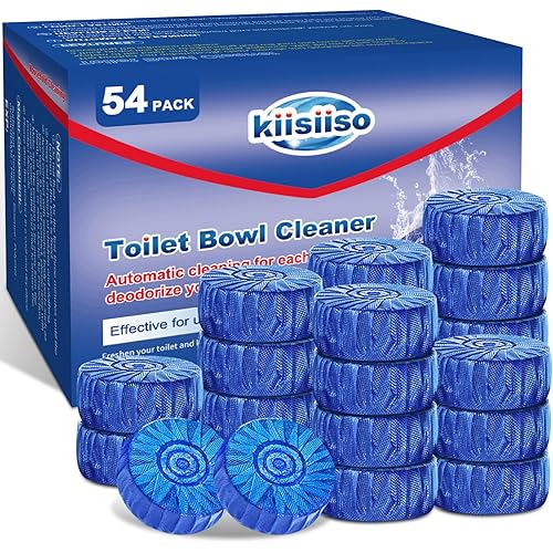 KIISIISO Multipurpose Bathroom Cleaners, 54 Pack Commercial & Household Toilet Bowl Cleaners, Blue Toilet Bowl Tablets Drop in Tank, Janitorial Deodorizers