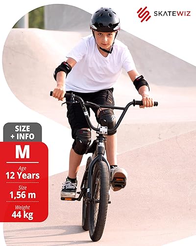 Vista 8 de SKATEWIZ Knee and Elbow Pads Adult - Skating Protective Gear - PROTECT-1 - Size L Black - Wrist Guards Skating Pads, Skateboard, Roller Skate, Ice