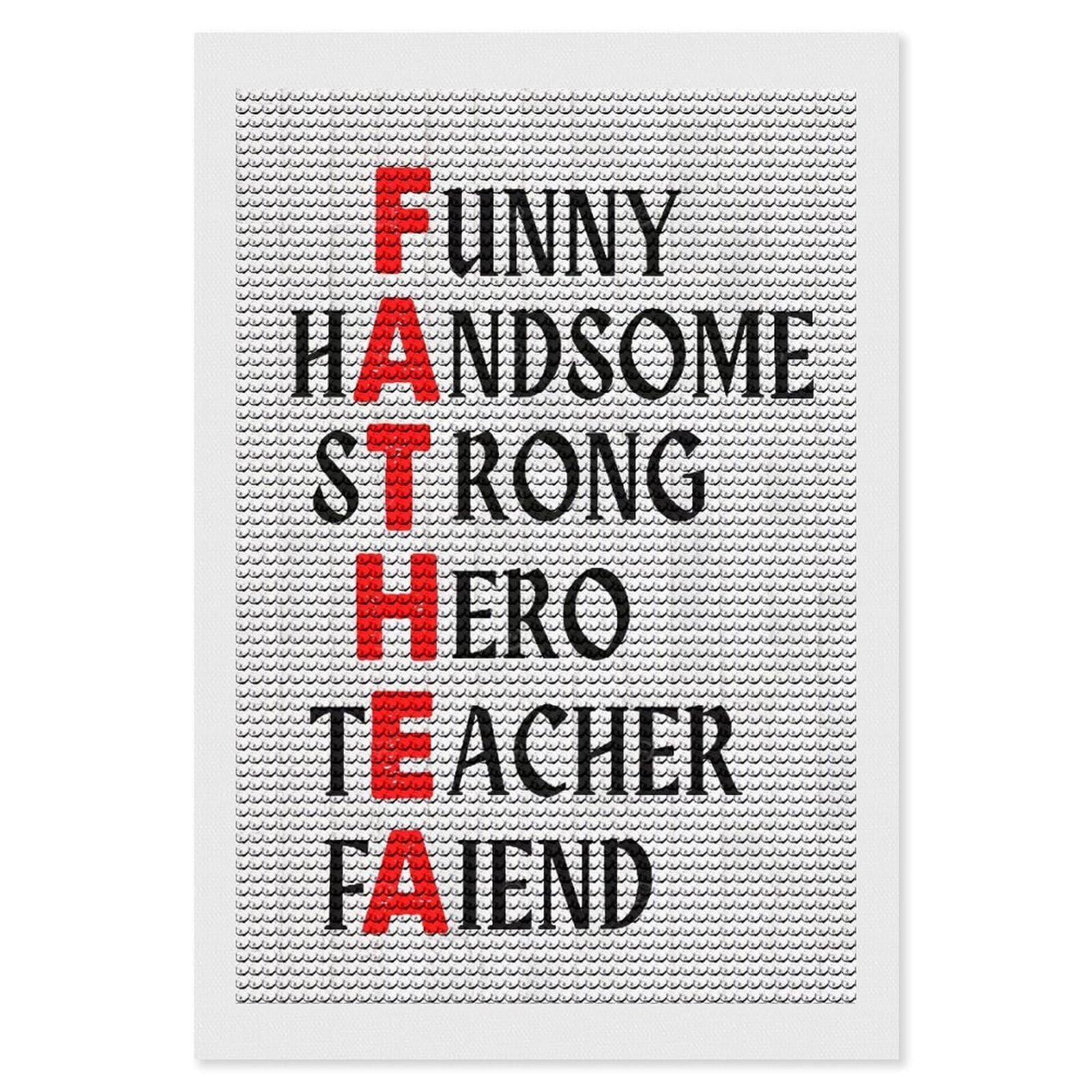 Junmoney Father Fathers Day Hero Full Drill Diamond Painting Kit 8"x12", Mindful Craft Activity, Bedroom Decor, for Adults, Gift Idea