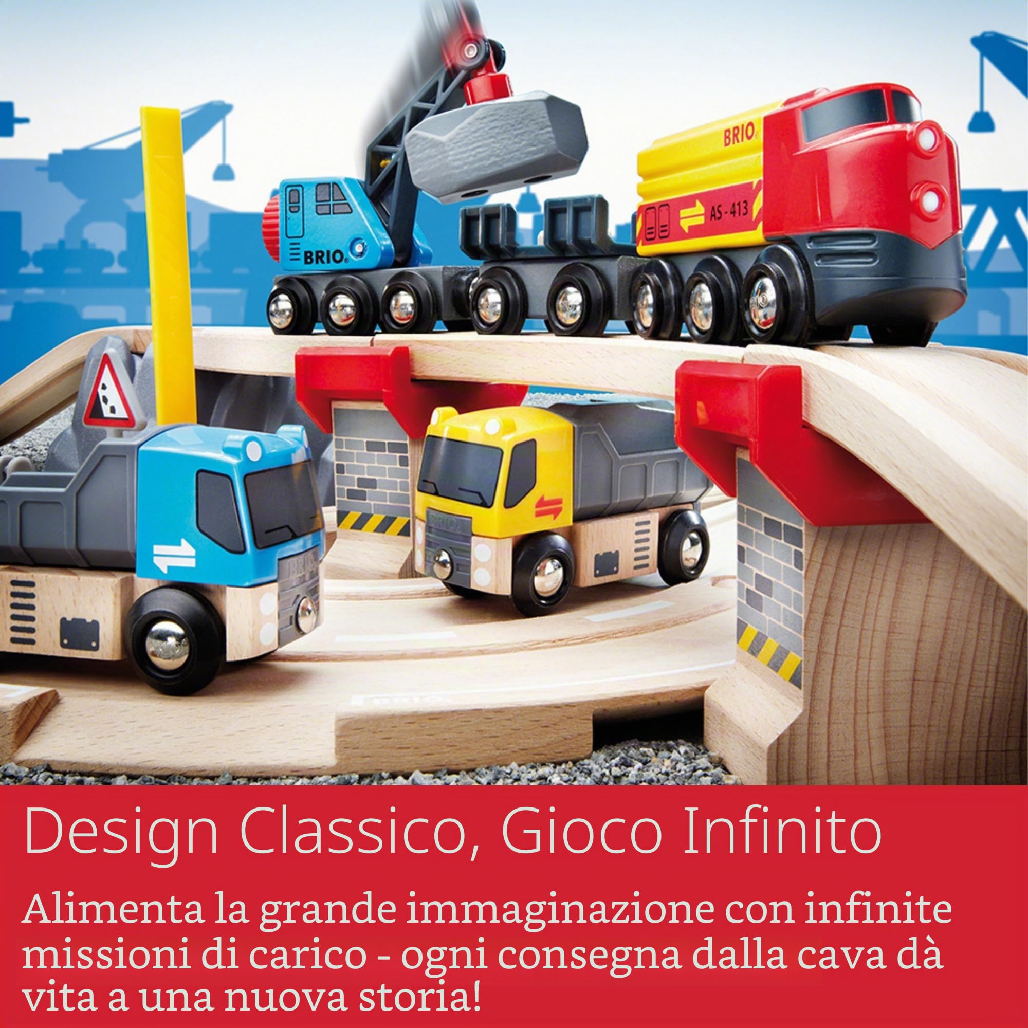 BRIO World - Set Cava Ferrovia e Strada, Set Costruzioni Trenino in Legno, Giocattolo per Bambino e Bambina 3+ Anni