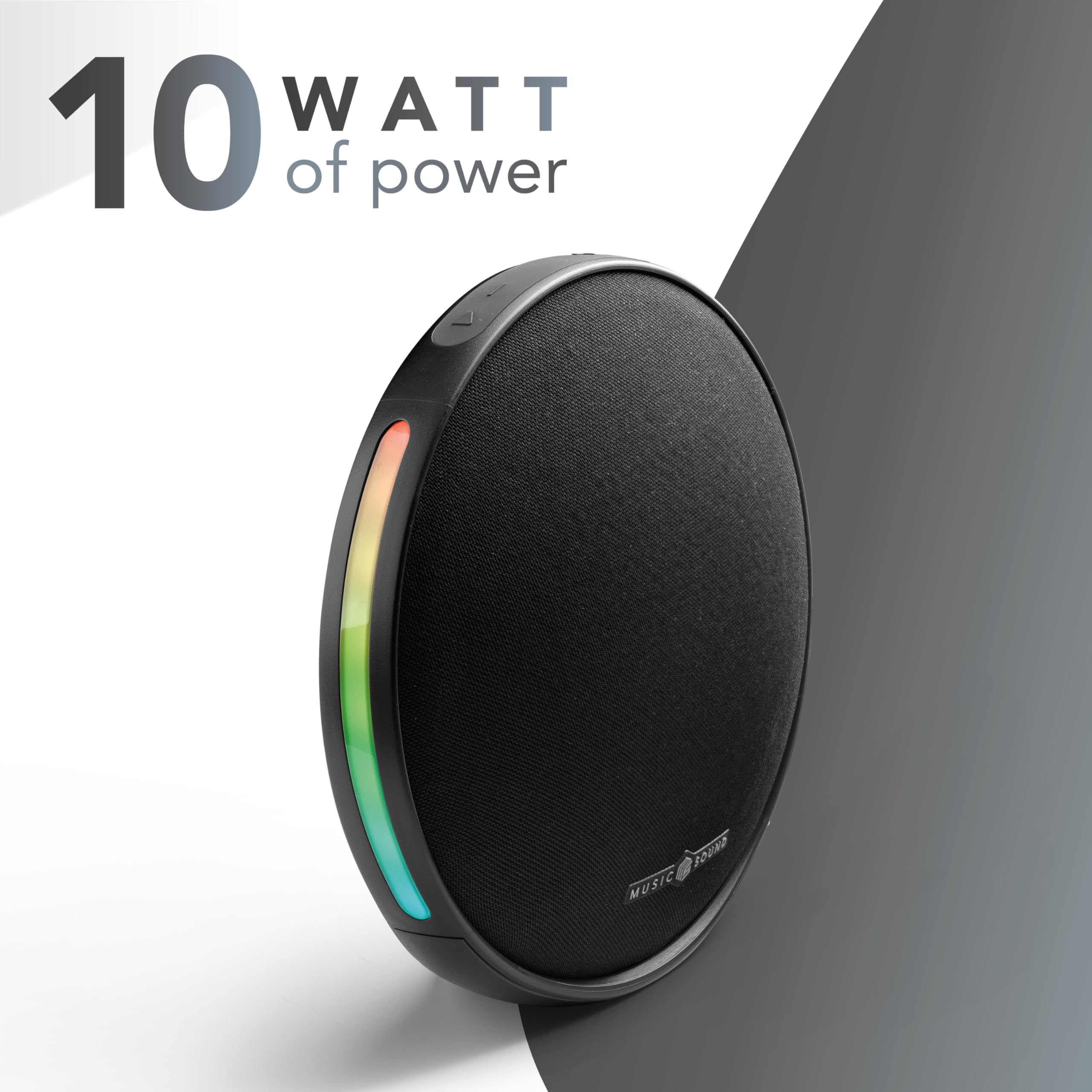 Music Sound Altavoz Bluetooth portátil Vora con 10 W de Potencia, Luces RGB sincronizadas al Ritmo de la música y hasta 6 Horas de autonomía, Negro