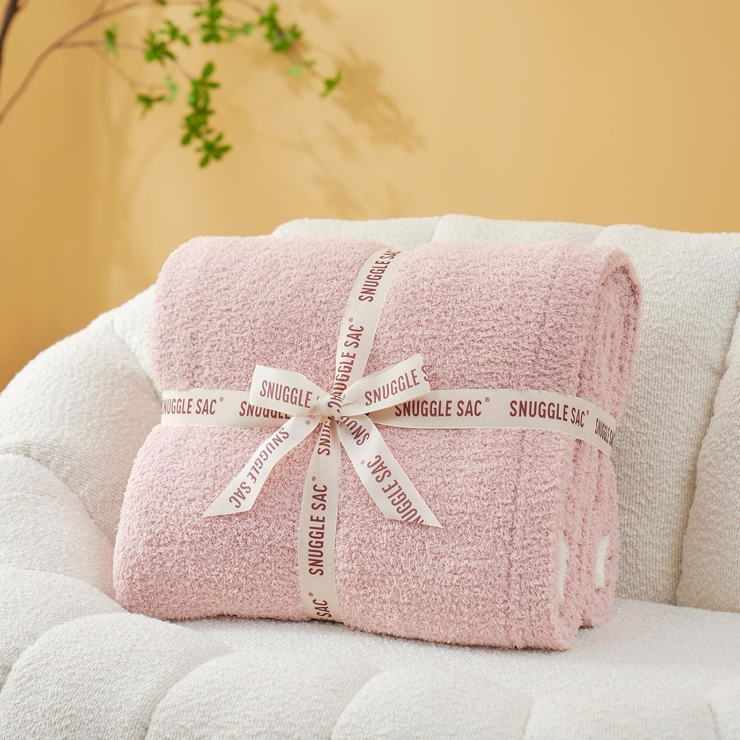 Snuggle Sac Ultra Soft Throw Blanket for Couch Bed Sofa 50x60 inches, Reversible Pink Blanket Microfiber Fluffy Fuzzy Cozy Knit Throws for Women Mothers Birthday Gifts - Image 3