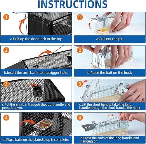 Miniatura 6 de Trampas humanas para ratas  Trampa para ratones grande de 12.5 pulgadas mejorada para exteriores e interiores  Jaula reutilizable para ratones y
