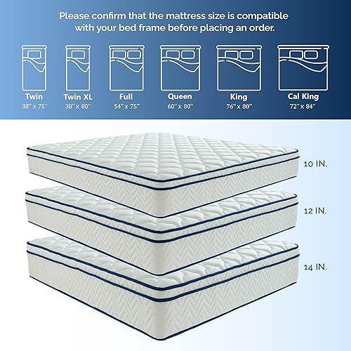 Miniatura 7 de Colchón híbrido King de 12 pulgadas en una caja, bobinas envueltas individualmente y espuma viscoelástica de gel para soporte de espalda, alivio de