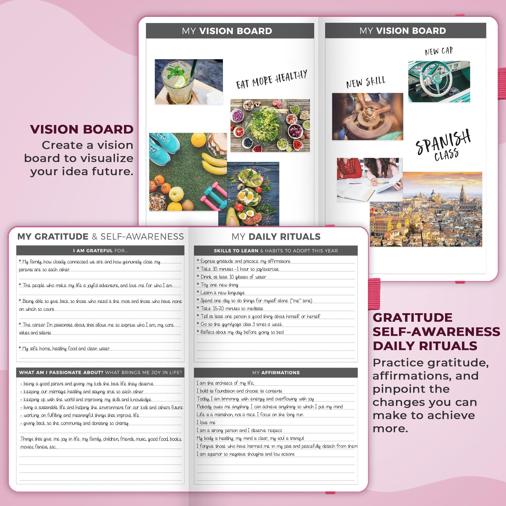 Planificador Clever Fox - Agenda Semanal Mensual Diario Para Disparar la Productividad, Motivación, Felicidad, Éxito y Lograr tus Metas - Calendario Organizador de Tareas - Rosa