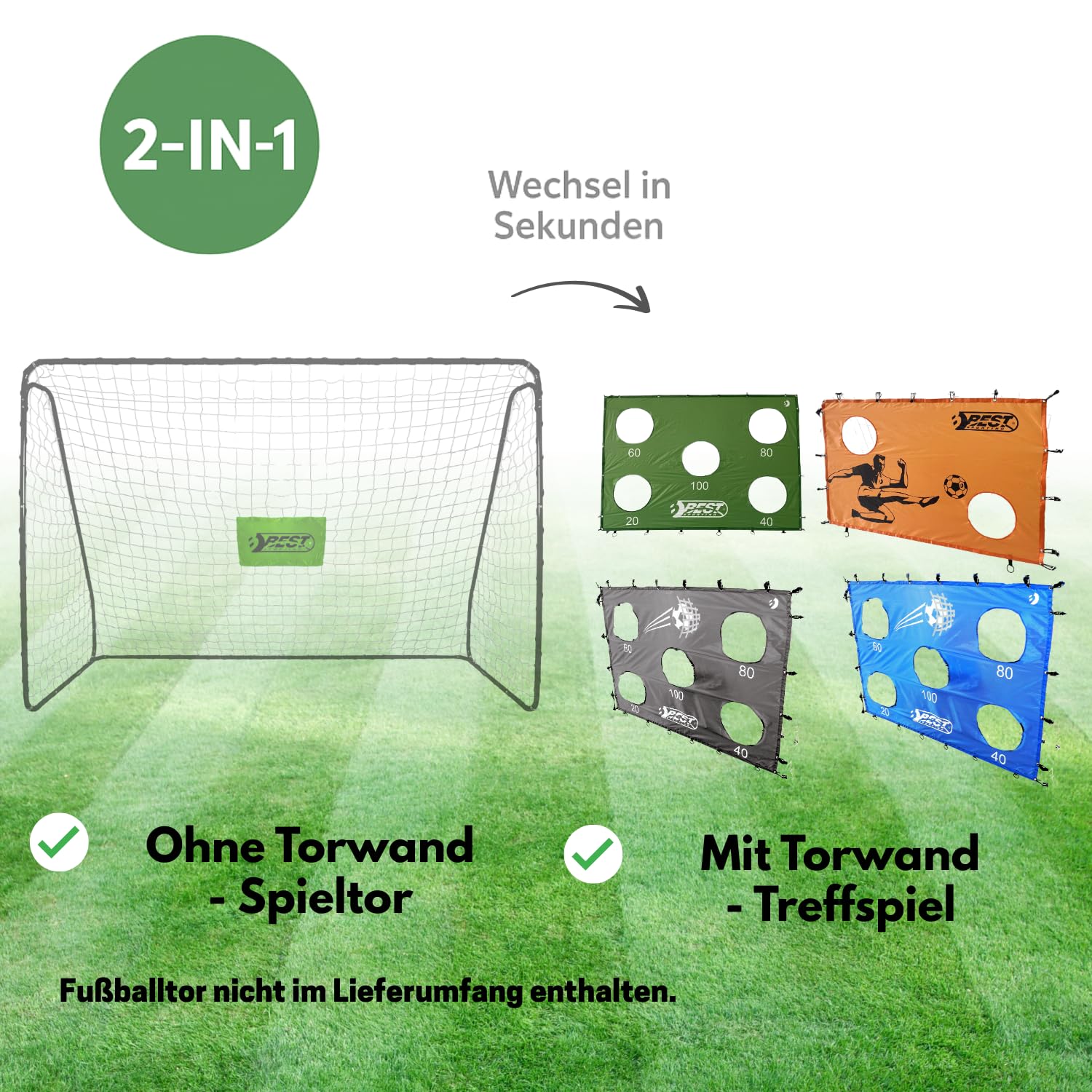 Best Sporting Torwand mit 2 Schusslöchern I Torschusswand 160 x 100 cm I Passend für Fußballtore mit 180 x 120 cm I Fußball-Trainingswand