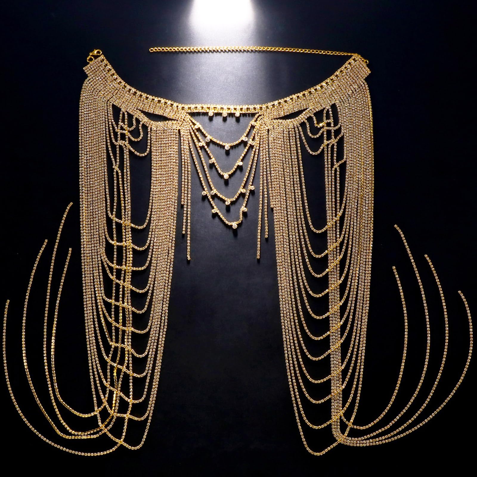 Versatile cristallo ornato frangia gioielli a strati frangia gioielli corpo migliora casual e sera spettacoli danza chiusura sicura collana