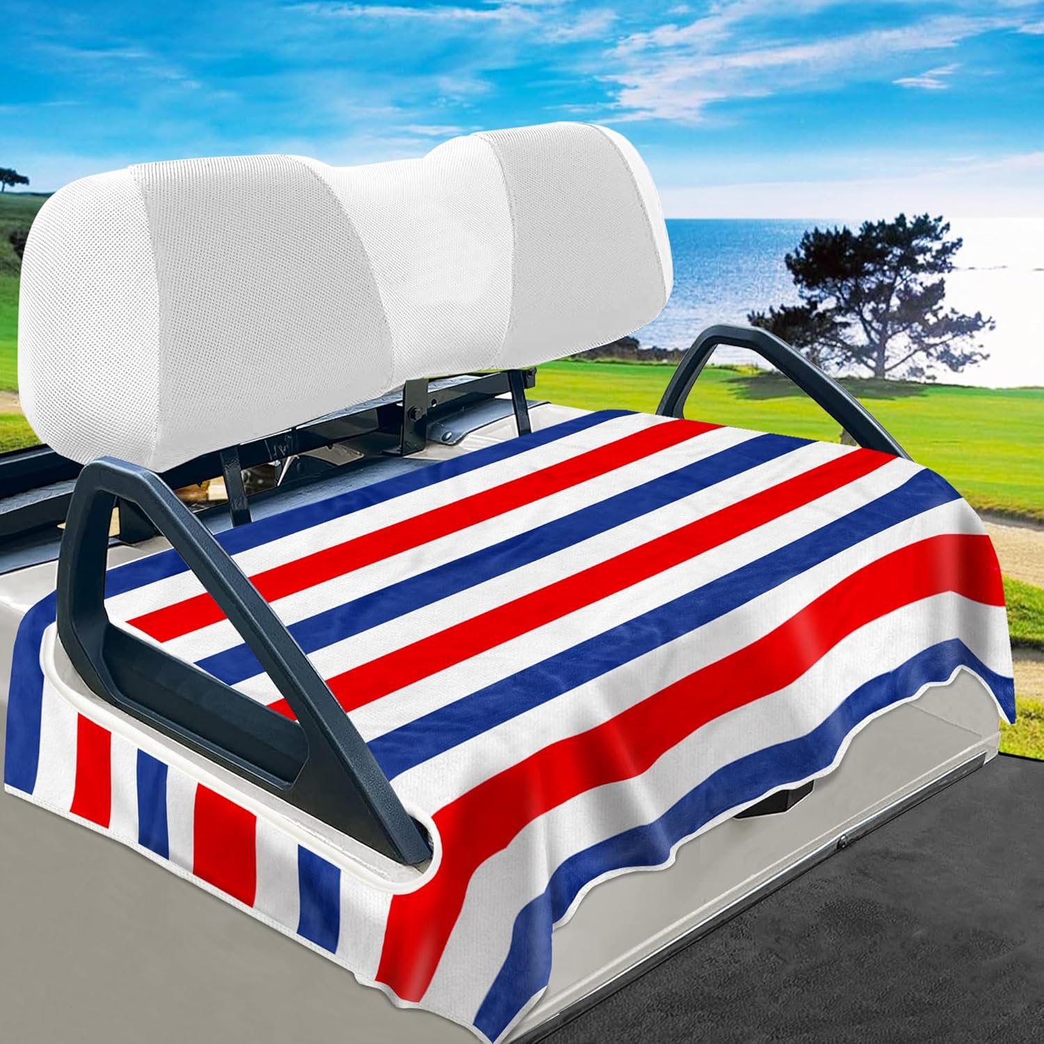 YOKYHOM Golf Cart Seat Covers for 2 & 4 Passenger Carts, Soft Seat Towel Blanket Protects from Heat, Cold & Sweat, Machine Washable, Fits EZGO, Club Car, Yamaha, 51"x31"