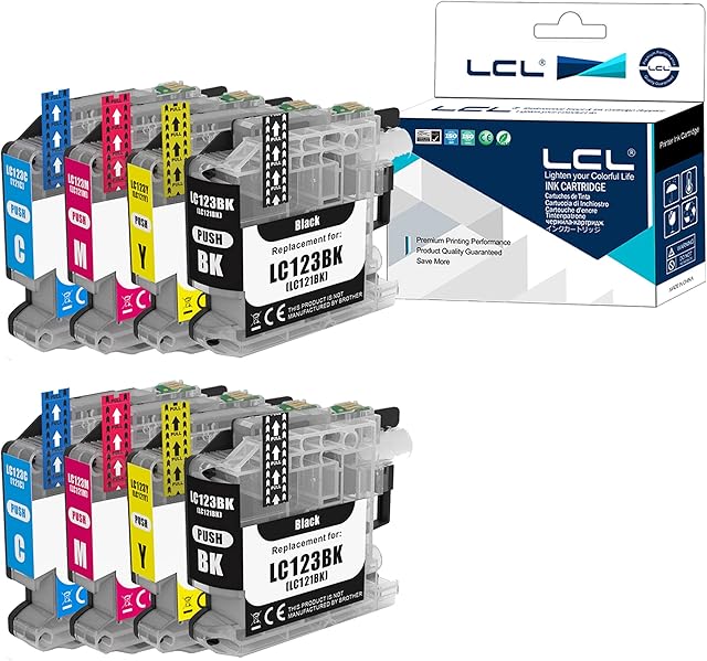 LCL Compatible Ink Cartridge LC121 LC123 LC123BK LC123C LC123M LC123Y (2Black 2Cyan 2Magenta 2Yellow) Replacement for Brother MFC-J4410DW J4510DW J4610DW J4710DW J470DW