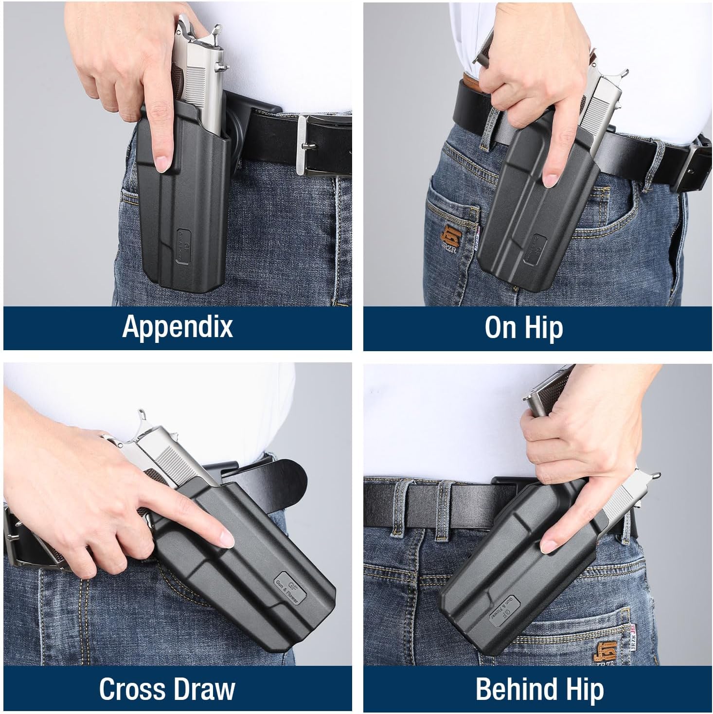 1911 Holster, IWB & OWB Carry Options – Compatible with Colt 1911/ Elite Force 1911/ Kimber 1911/ Rock Island Armory 1911/ Springfield 1911/ Tisas 1911/Sig 1911 and More 5"/4.25"/4" Barrel 1911 Models
