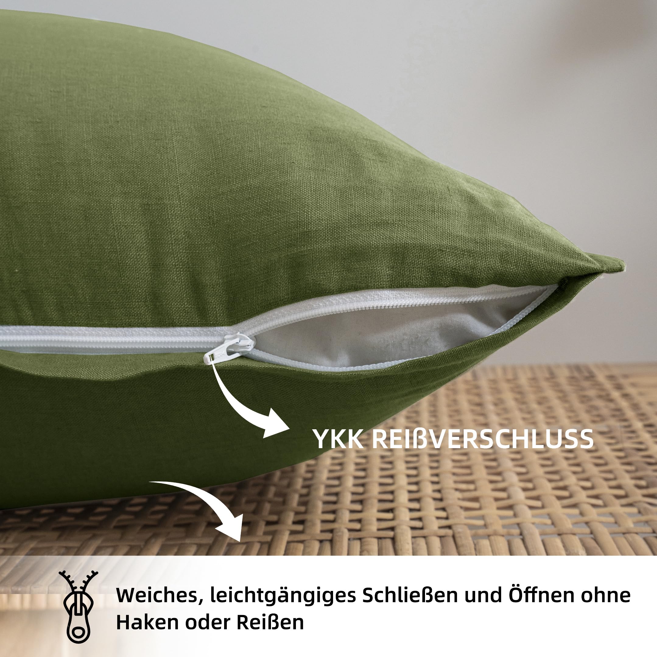 CHUFFED Juego de 2 fundas de almohada de 50 x 75 cm, 100 % lino lavado a la piedra, funda de almohada de 50 x 75 cm, hipoalergénica y transpirable, con cremallera, color verde oscuro