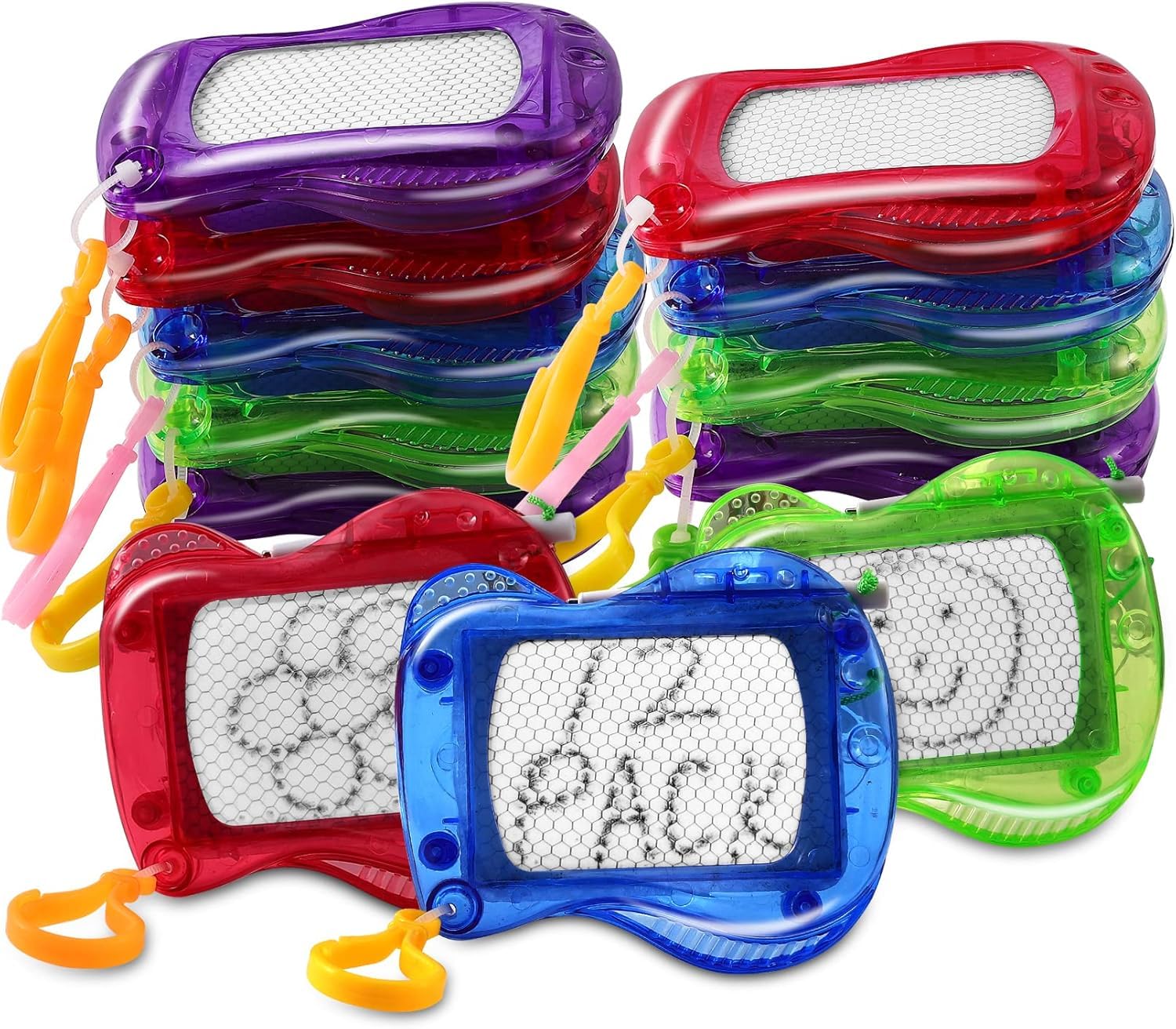 ausurme 12 Pieces Mini Magnetic Drawing Board,Mini Doodle Board with Backpack Keychain Clip,Sketch Erasable Doodle Pad for Kids Toddlers,Mini Magnetic Doodle Board Toys for Party Favors,4 Colors