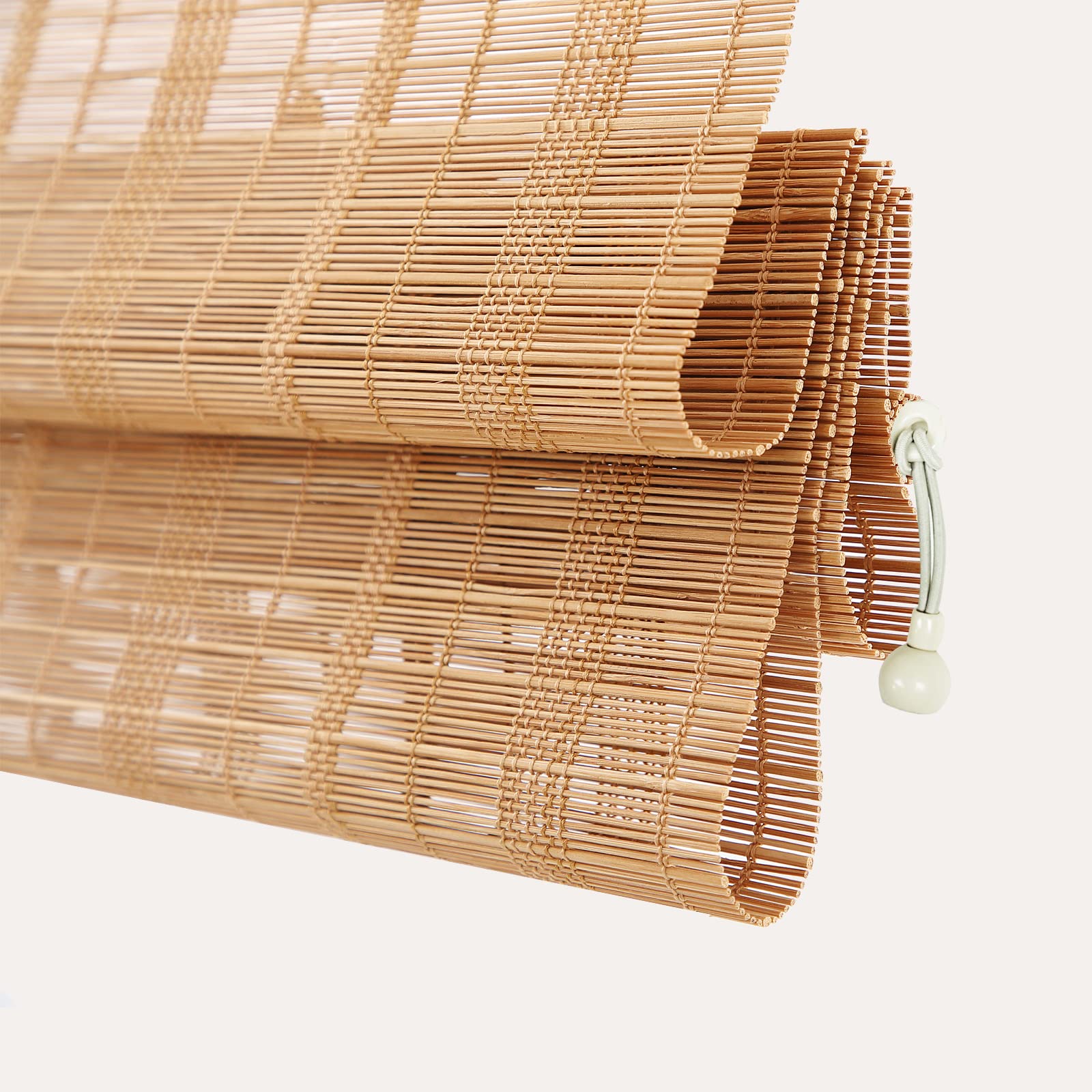 Outdoor Blackout Blinds Cordless Shade, Custom Bamboo Shades Window Blind, Natural 100% Bamboo and Linen Blinds for Windows, Patio, Color 2803W