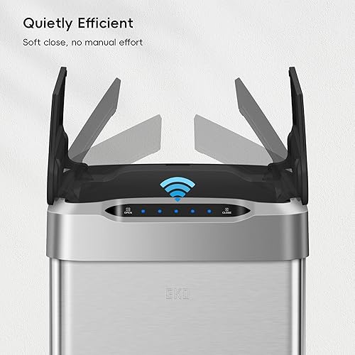 Miniatura 5 de EKO Phantom-T - Bote de basura vertical con sensor de movimiento de 50 litros13.2 galones, acabado de acero inoxidable cepillado