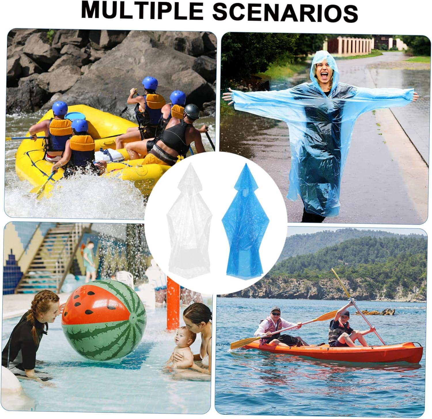 10sets Rain Ponchos Hood Women Raincoat Emergency Survival Poncho Rain Jacket for Traveling and Camping