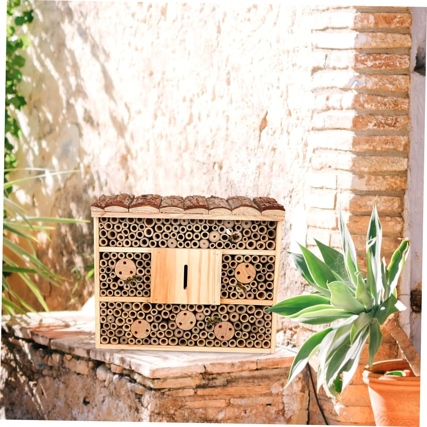 Wooden Insect House Garden Bee Cabin Ornament Decorative Bug Hotel for Outdoor Spaces Small Insect Habitat for Bees and Butterflies