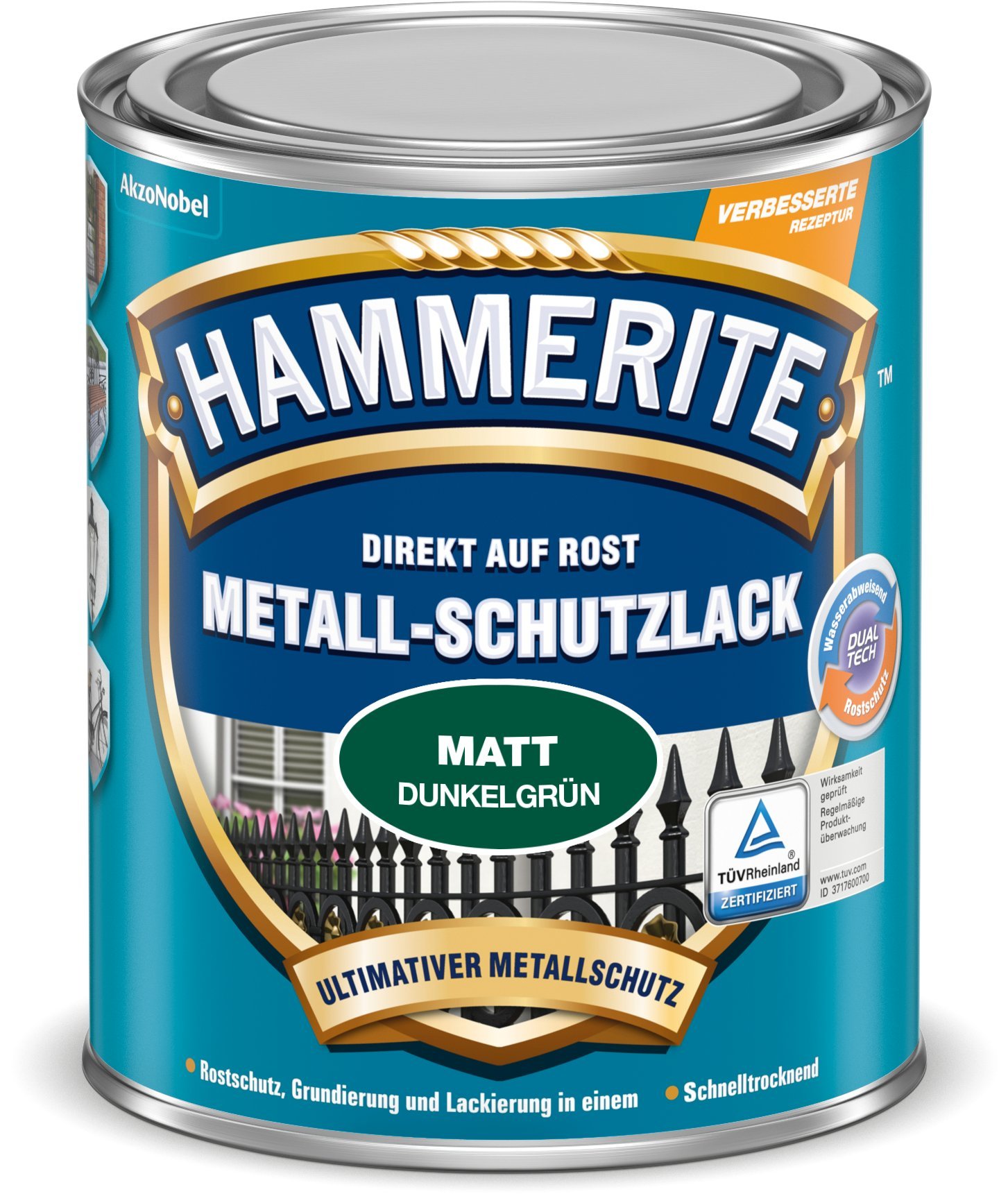 Hammerite Metallschutzlack Matt, Dunkelgrün, 250ml