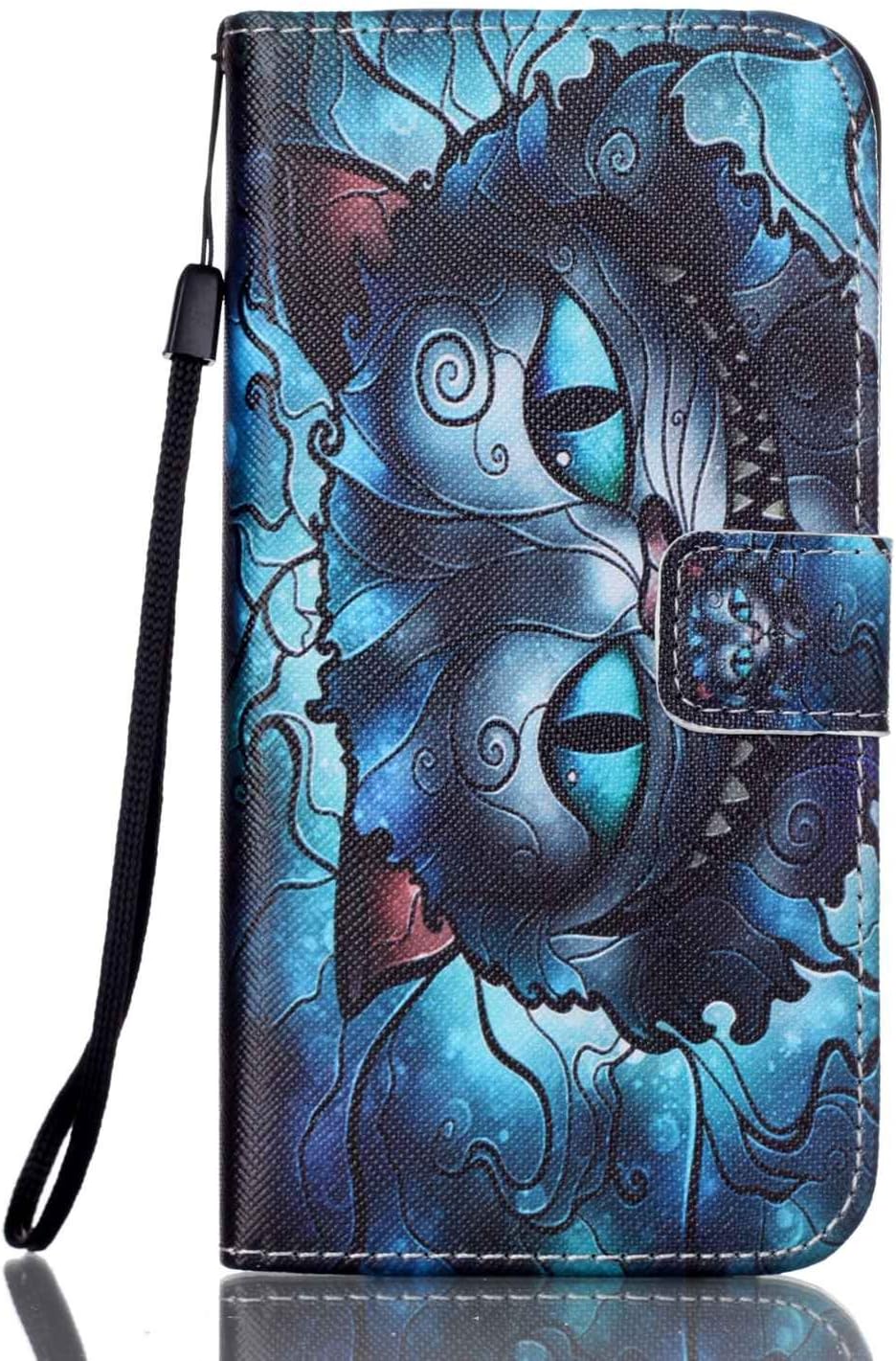 Samsung Galaxy S7 Edge wallet Case,Fashion Colorful Printing Drawing[Hand Wrist Strap] Design Pattern PU Leather Flip Case with Magnetic Closure Stand Protective Case Cover-Colored Eye