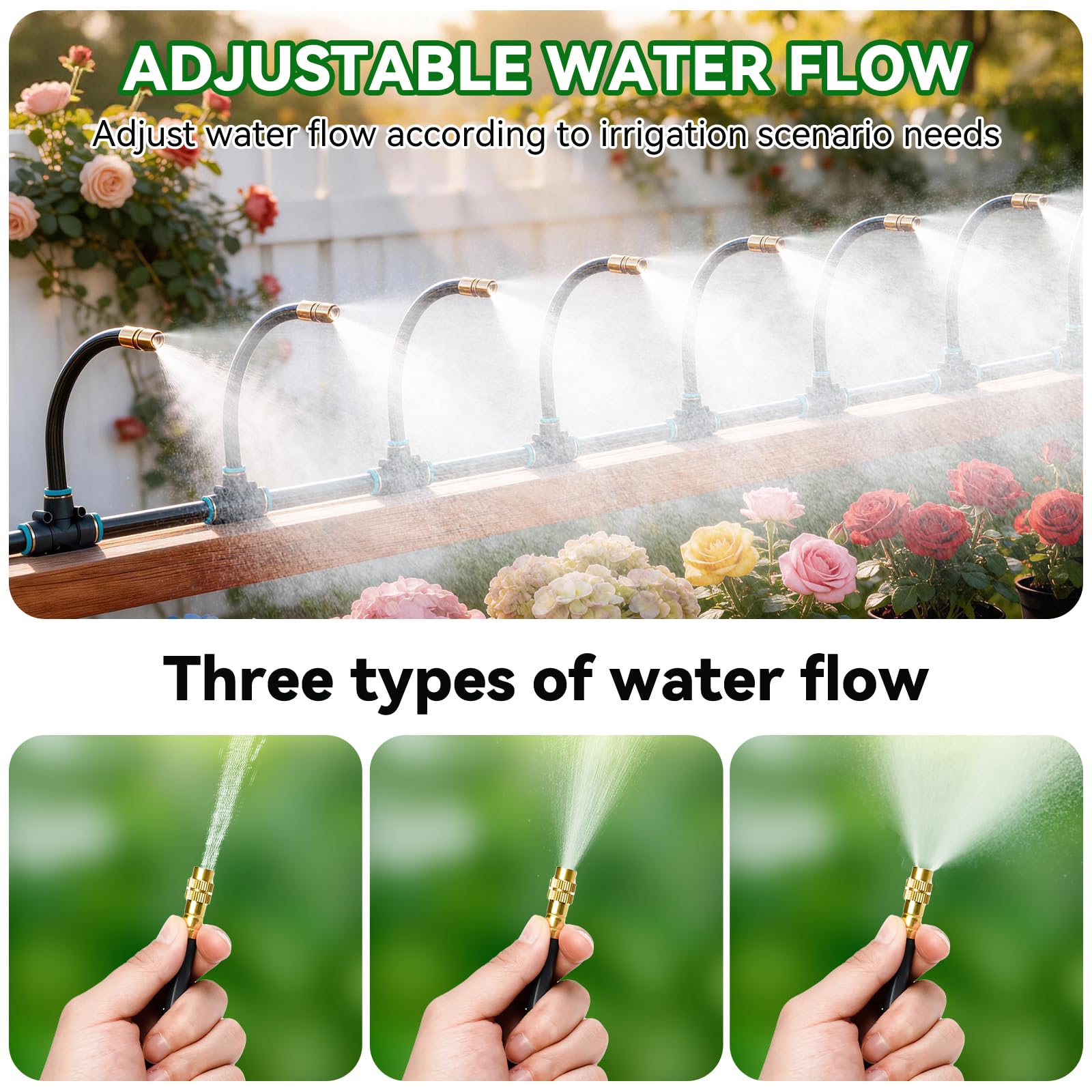 60m Bewässerungssystem, 360° Automatisches Garten Bewässerungssystem, Bewässerungssystem Garten, Geeignet Für Gartenpflanzen, Blumenbeete, Gärten, Topfpflanzen Und Rasenflächen