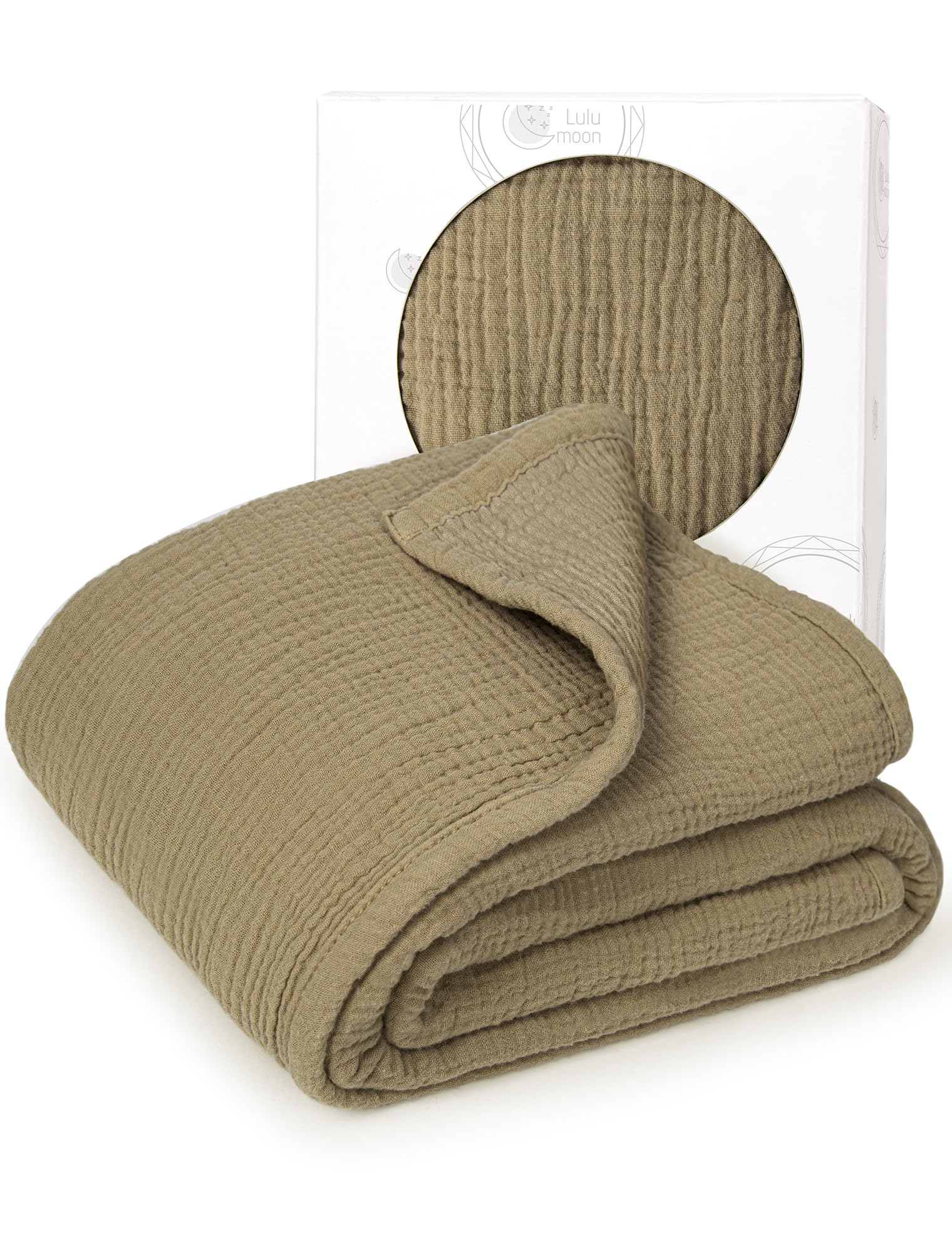 lulumoon Muslin Quilt Blanket, Crib Blanket for Baby and Toddler,47x47 Inches(Olive)