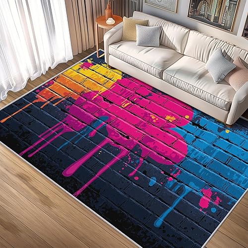 Miniatura 21 de Mosaic Rug 7x10 Rugs 80s Gaming Design Large Area Rug, Retro 70s Carpet Home Room Decor Rugs for Living Room Bedroom Kitchen Dorm Classroom Indoor