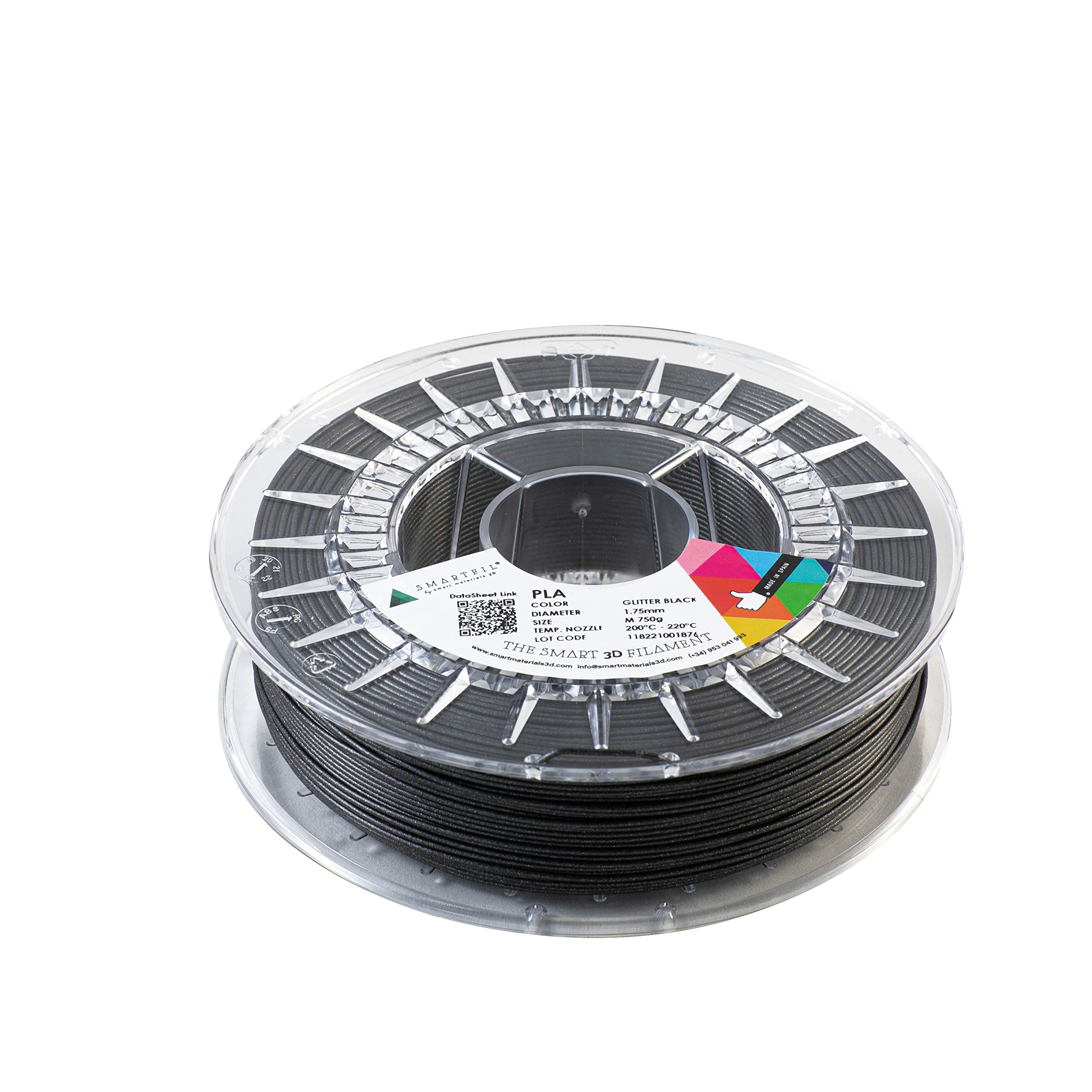 SMARTFIL PLA, 1.75 mm, GLITTER BLACK, 750 g Filament for 3D Printing by Smart Materials 3D