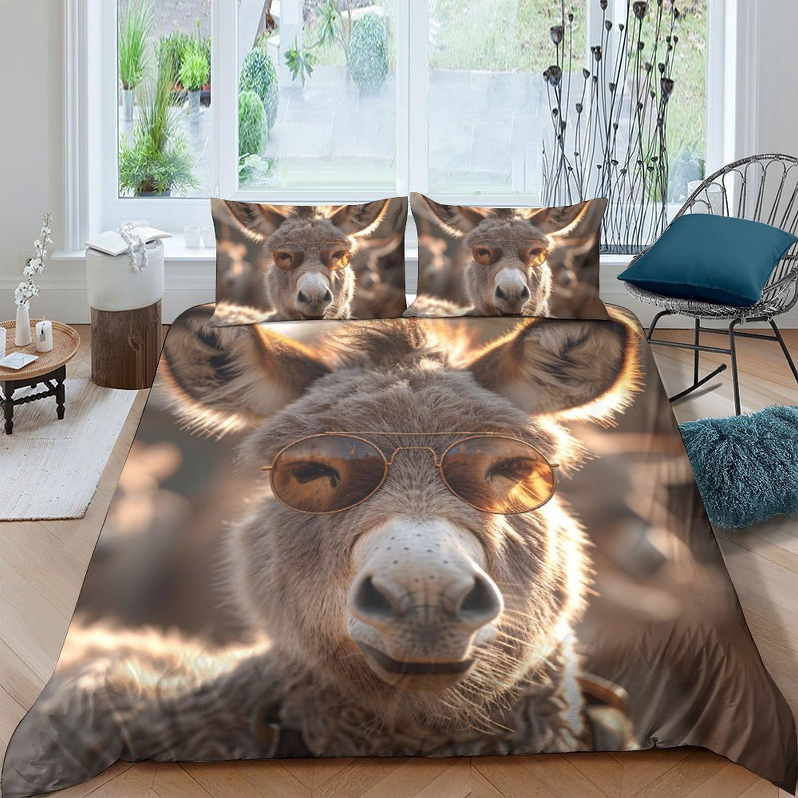 Ctjqhvkz Style-2 3D Printed Donkey Face Fitted Sheet Microfiber Soft Brown Animal Mattress Cover For Bedroom Guest Room Dorm Decor Single（135X200cm）