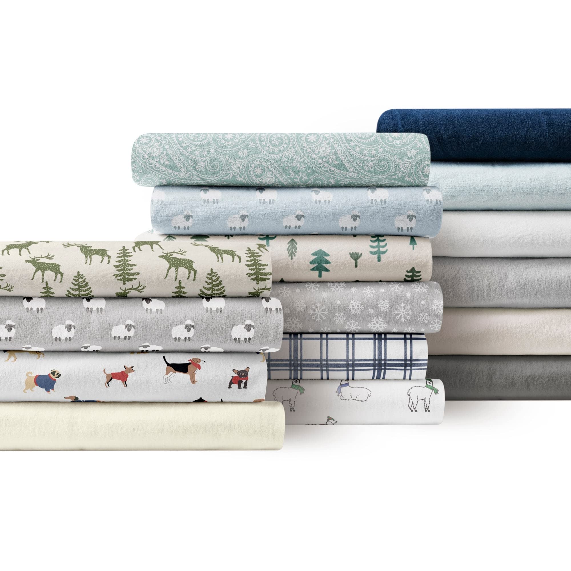 Brielle Home Flannel Sheet Set Cotton Soft Warm & Cozy Modern Chic with Elastic Deep Pockets, California King, Steel Grey