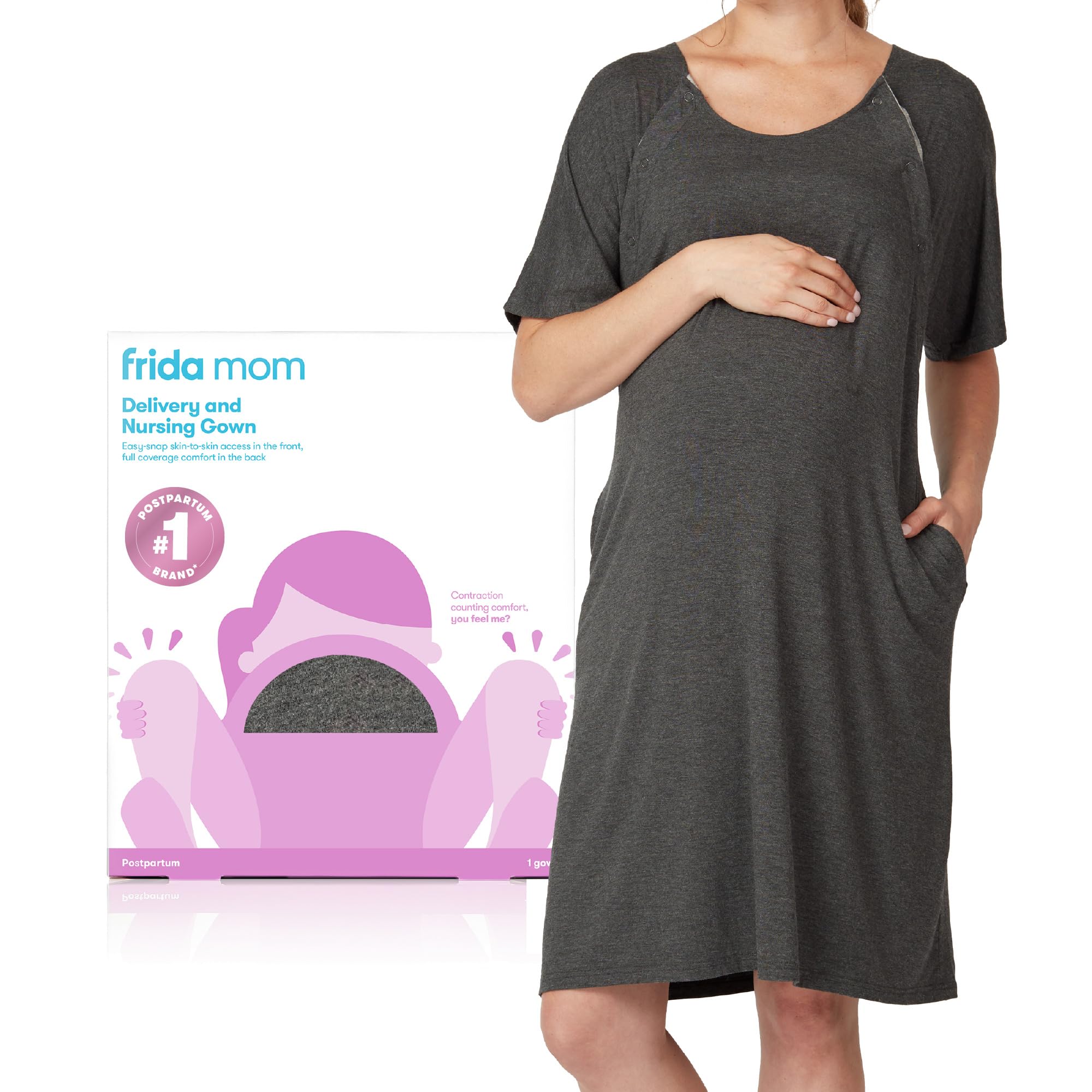 Amazon.com: Frida Labor and Delivery Gown for Hospital, Easy-Snap 