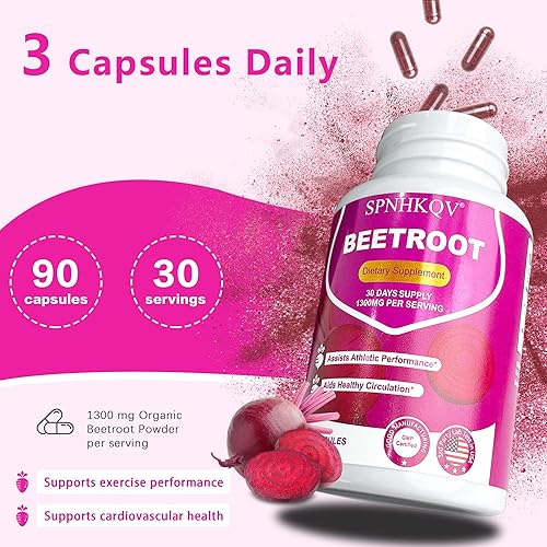 Miniatura 4 de Cápsulas de raíz de remolacha  1300 mg por porción  Cápsulas de polvo de raíz de remolacha  Polvo de remolacha que apoya la presión arterial,