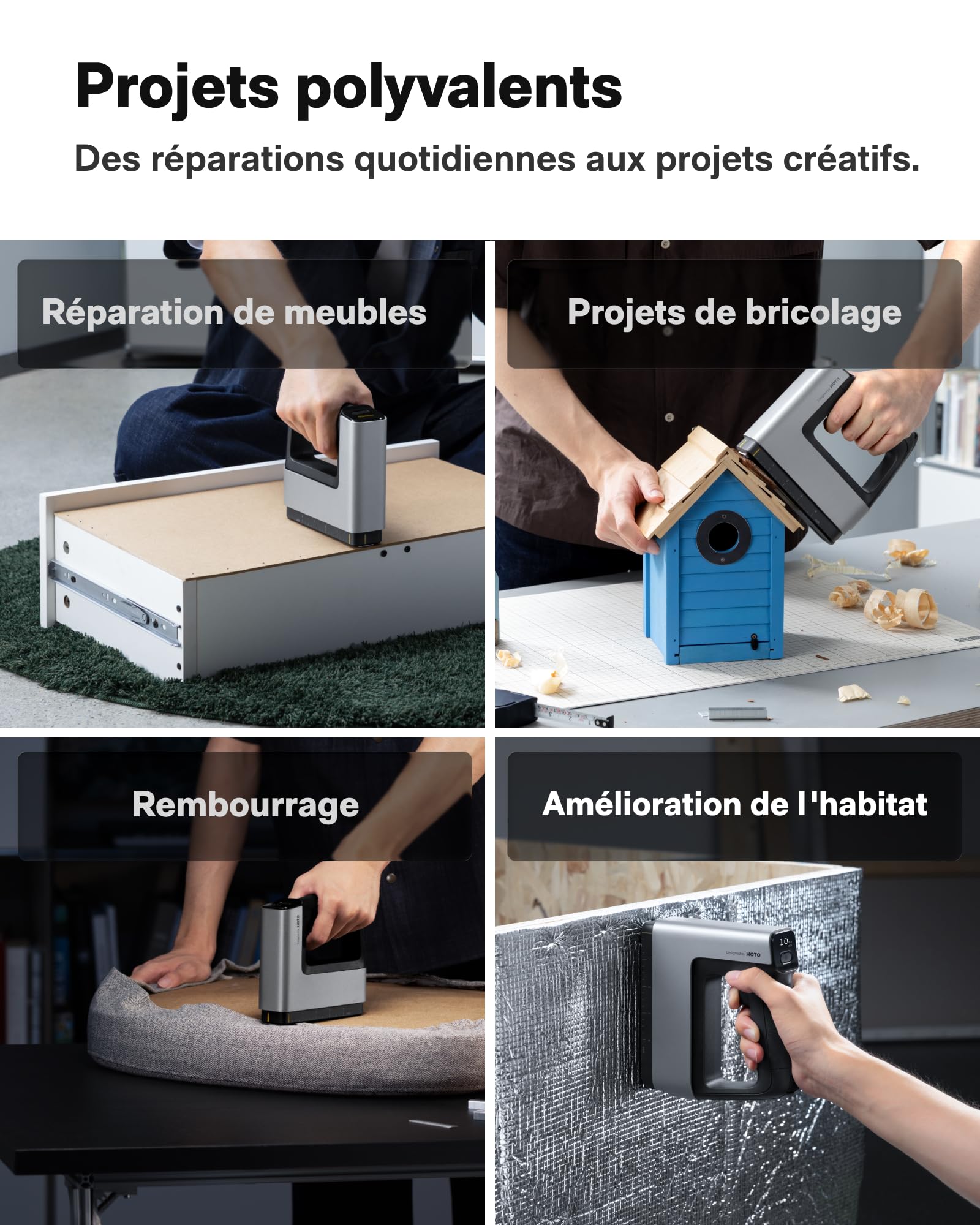 HOTO Pulse, cloueuse sans fil, agrafeuse électrique 4 en 1 pour bois