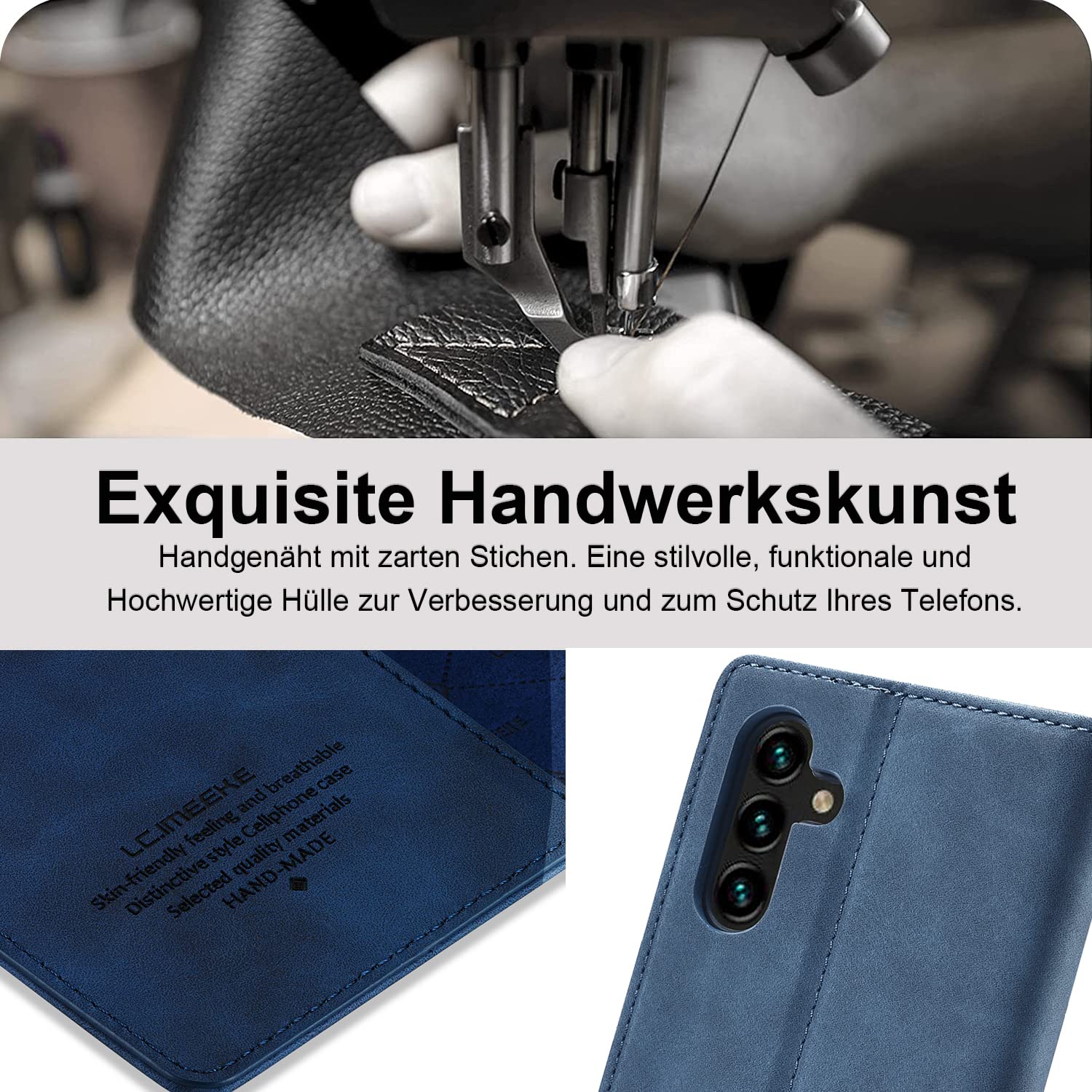 Ailicici für Samsung Galaxy A54 5G Hülle Leder, Mit Schutzfolie, Handyhülle für Samsung A54 5G Hülle Klappbar Leder Flip Wallet 360 Stoßfeste Cover Schutzhülle Holster Klapphülle A54 Samsung 5G Case