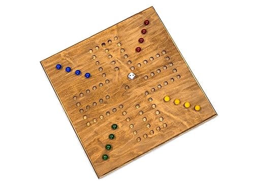 Miniatura 1 de *** Real Wood *** WAHOOMARBLES BOARD with marbles & dice *** 4 player (Stained)