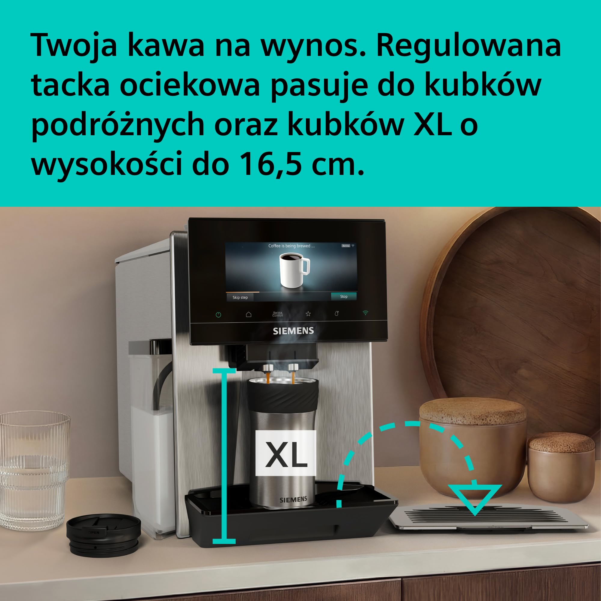 Siemens, automatyczny ekspres do espresso, EQ900 iAroma, spersonalizowane ustawienia smaku, precyzyjne mielenie, duży wyświetlacz, każda filiżanka na Twoich zasadach, stal nierdzewna, TQ923E03