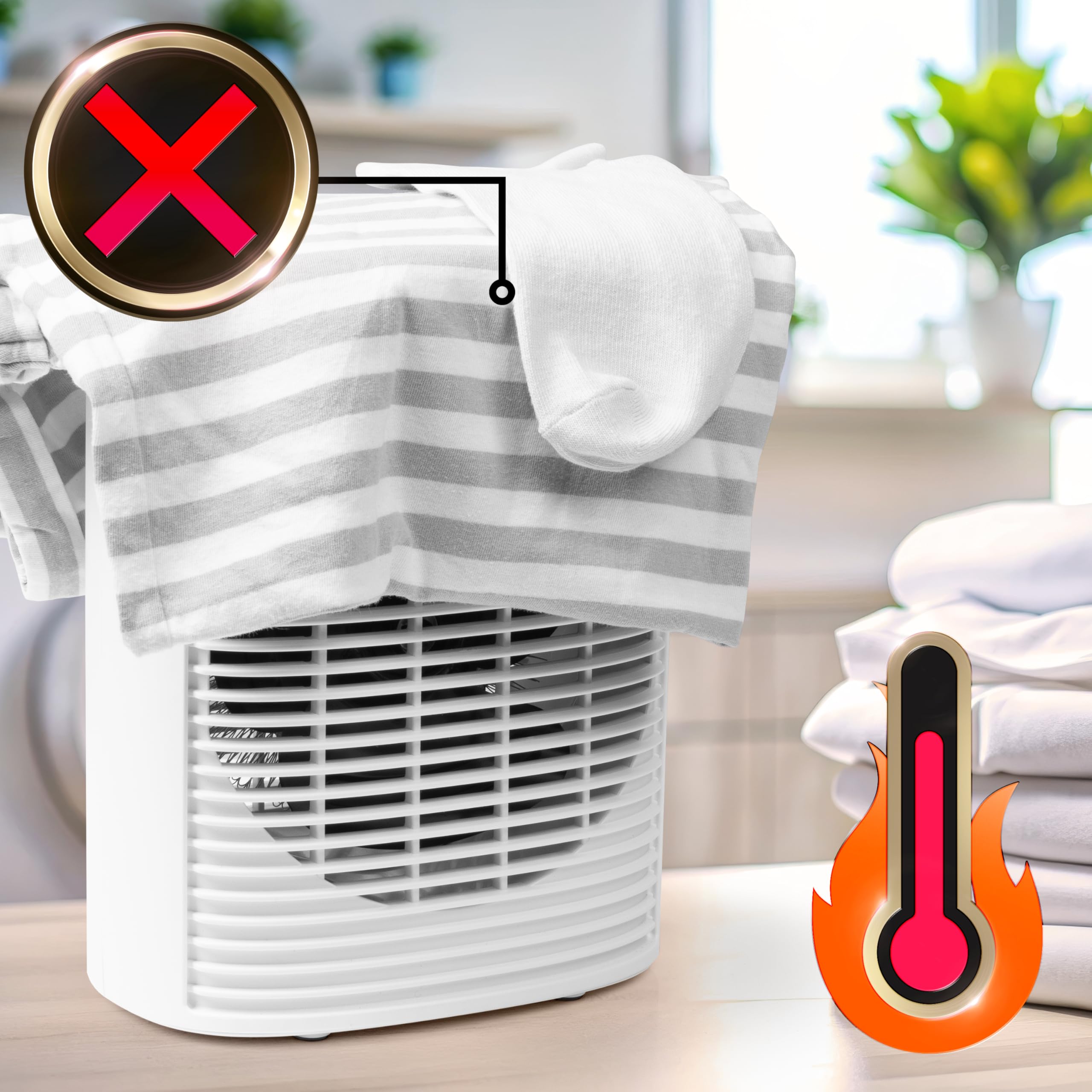 Duronic HV32 WE Stufetta Elettrica Portatile 2000W, Termoventilatore Compatto Silenzioso, 3 Modalità, Termostato Regolabile, Protezione Anti-Ribaltamento, Mini Heater per Casa e Ufficio