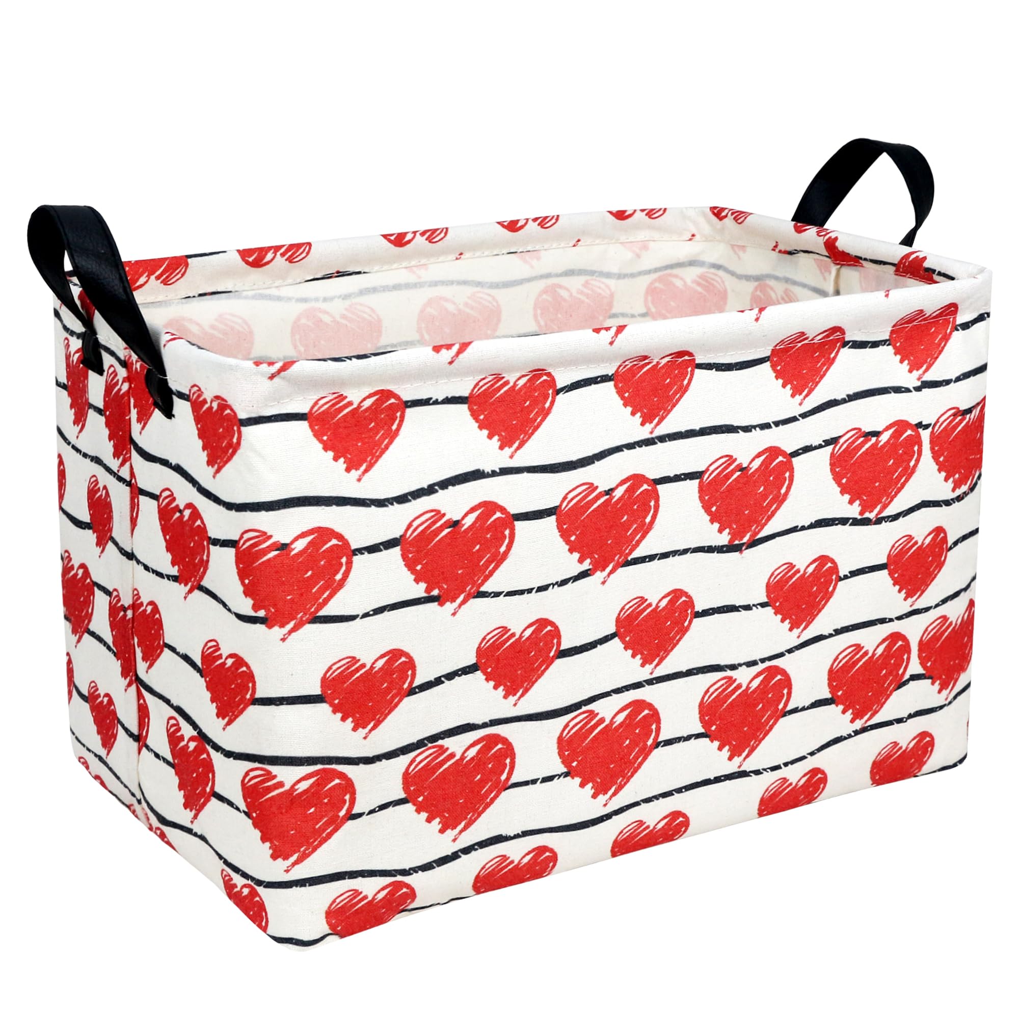 Valentine's Day Basket Gift for Empty Cute Heart Large Storage Bin for Kid and Baby Room Décor (Red Love)