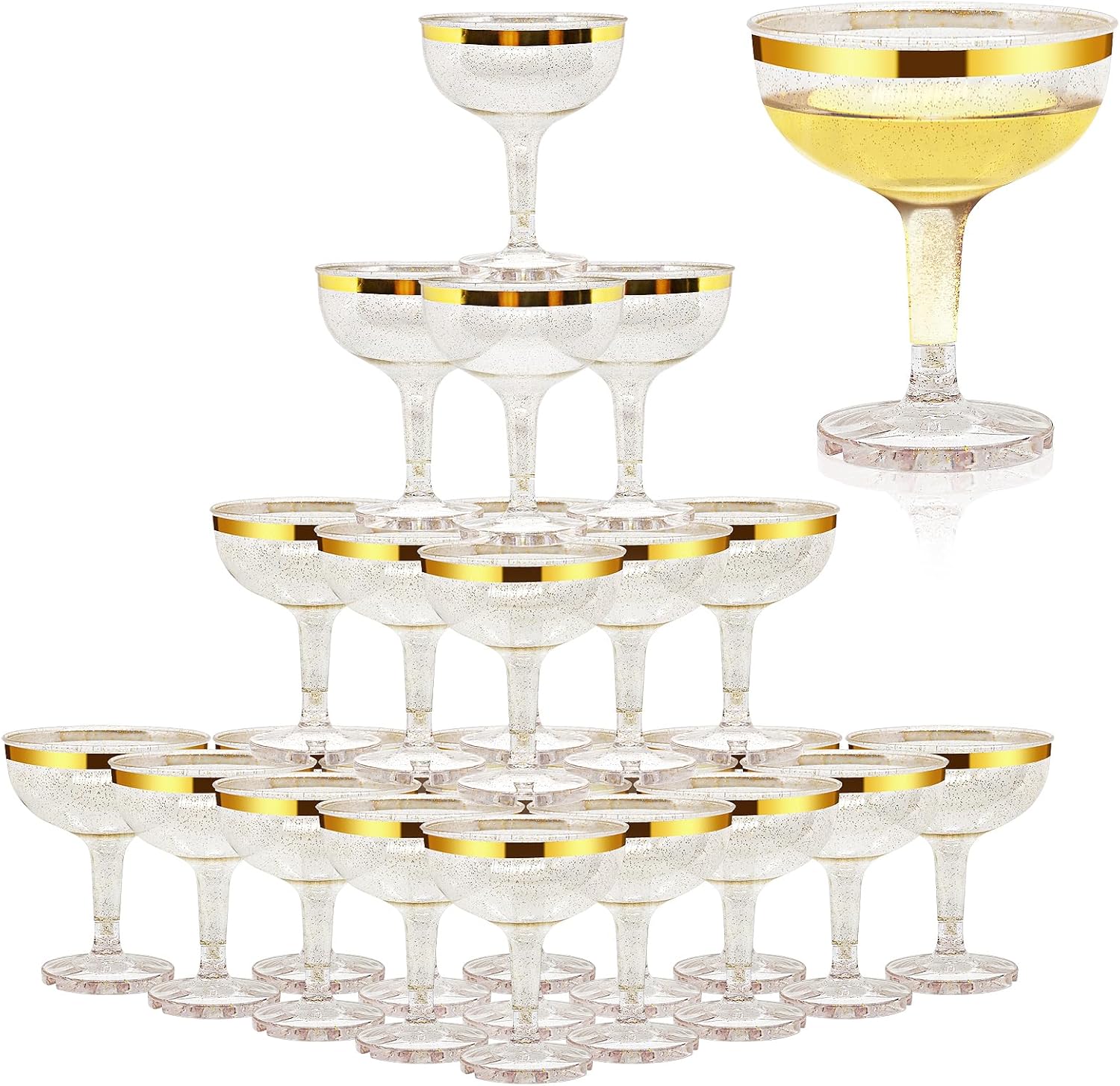 KYAPCK 50 Pcs Plastic Champagne Coupe Glasses for Parties