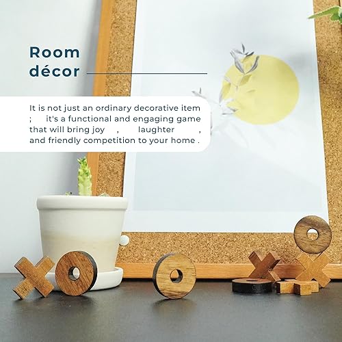Miniatura 5 de Tic Tac Toe - Juego de mesa de madera para niños, para la familia, mesa de centro Tic Tac Toe para decoración de sala (solo piezas X-O)