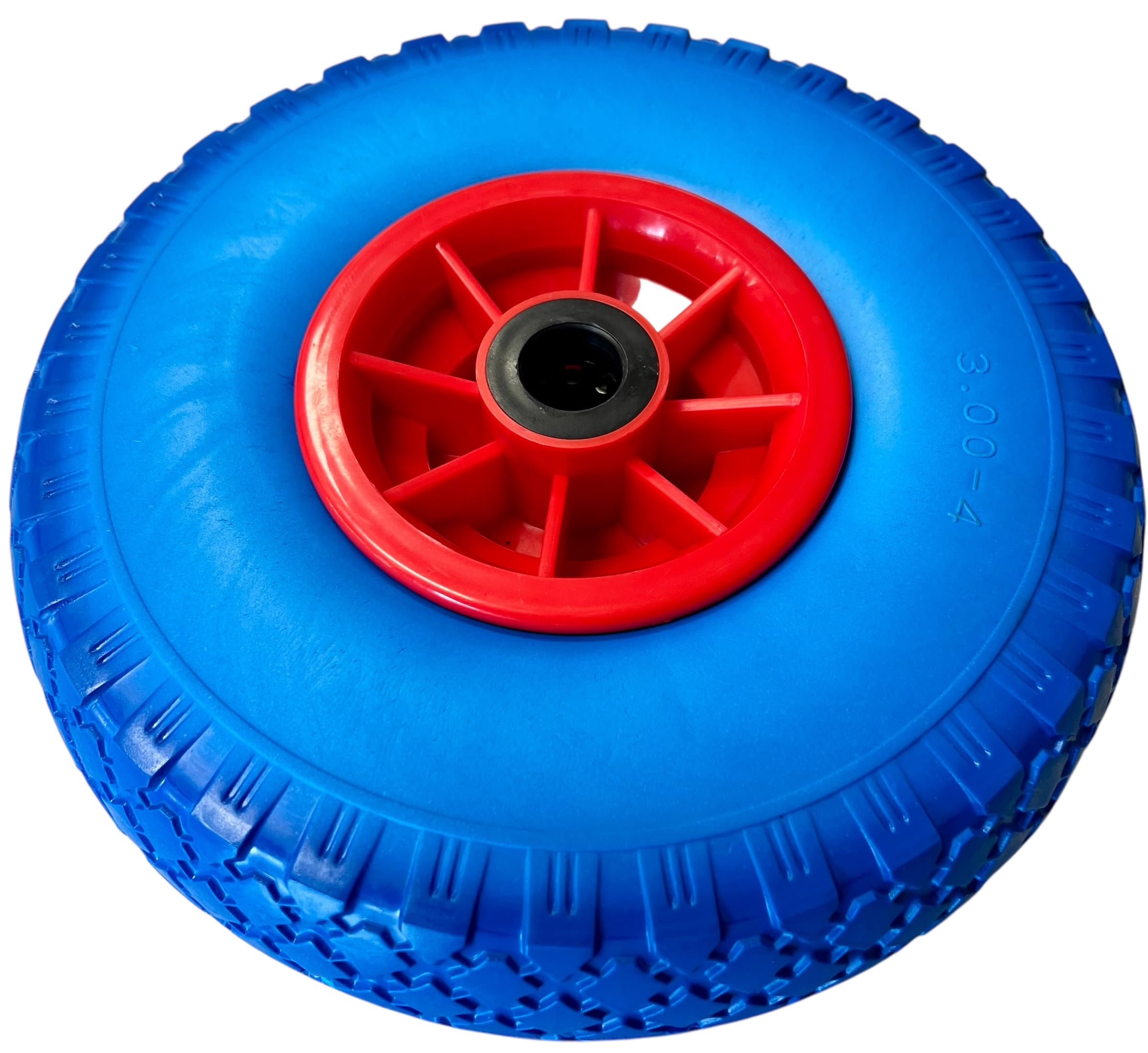 2x Sackkarrenrad Pannensicher VOLLGUMMIREIFEN Ø 260mm, Nabe Ø20×75mm, 3.00-4, für Sackkarren Bollerwagen, Rad Ersatzrad Reifen Räder für Sackkarre Bollerwagenrad Sackkarrenräder Blau/Rot, PU
