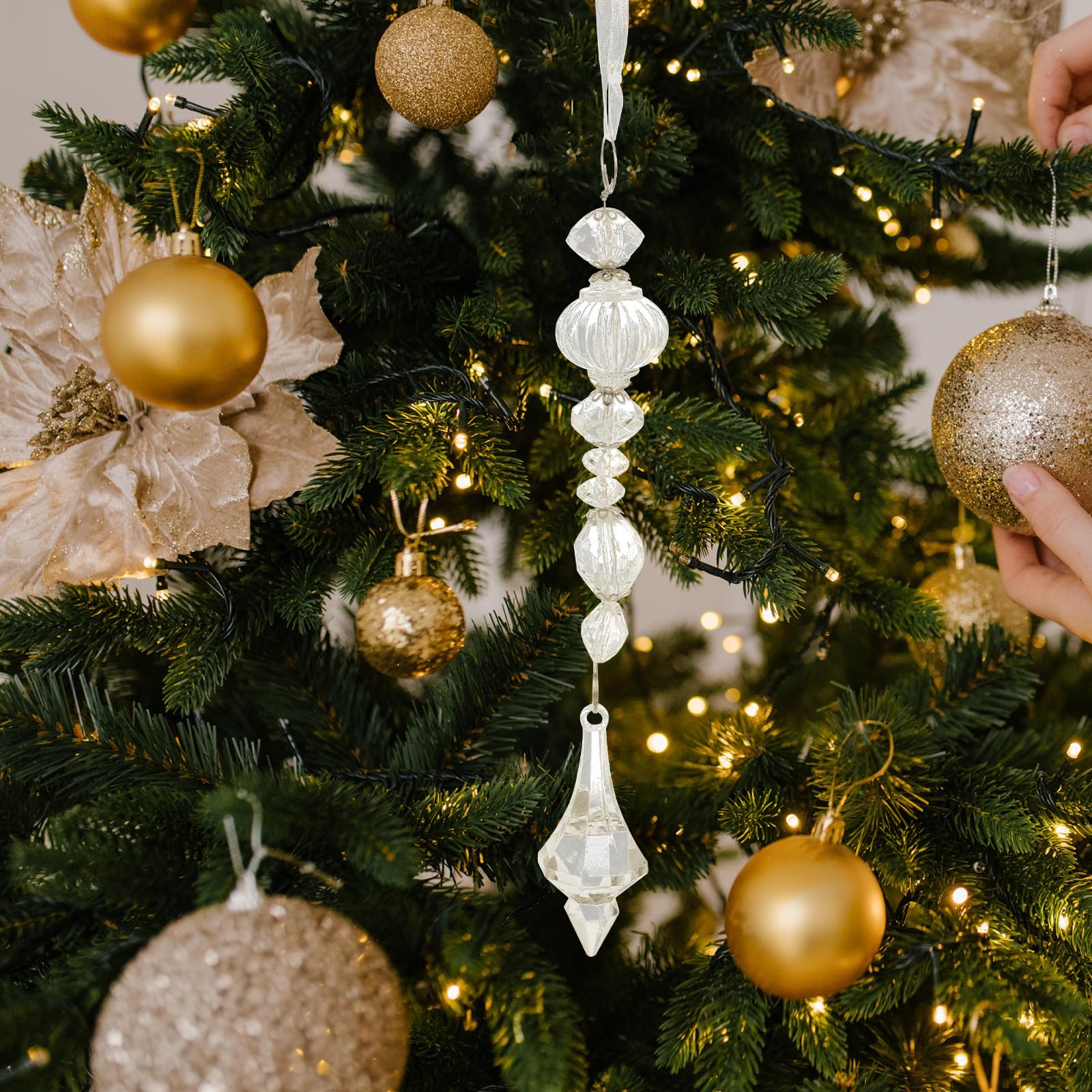 Toyvian 16 Stück Transparente Acryl Tropfenhänger für Weihnachtsbaum | Leicht, Bruchsicher Gefertigt, für Innenraumdeko und Festliche Tischarrangements, Klare Form, Elegant