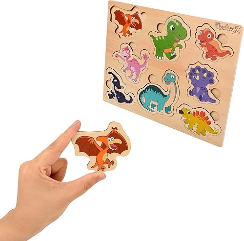 Miniatura 7 de Rompecabezas para niños de 1 a 3 años. Juguetes Montessori ideales para regalos. Rompecabezas de madera de dinosaurios para niños. Juguetes de