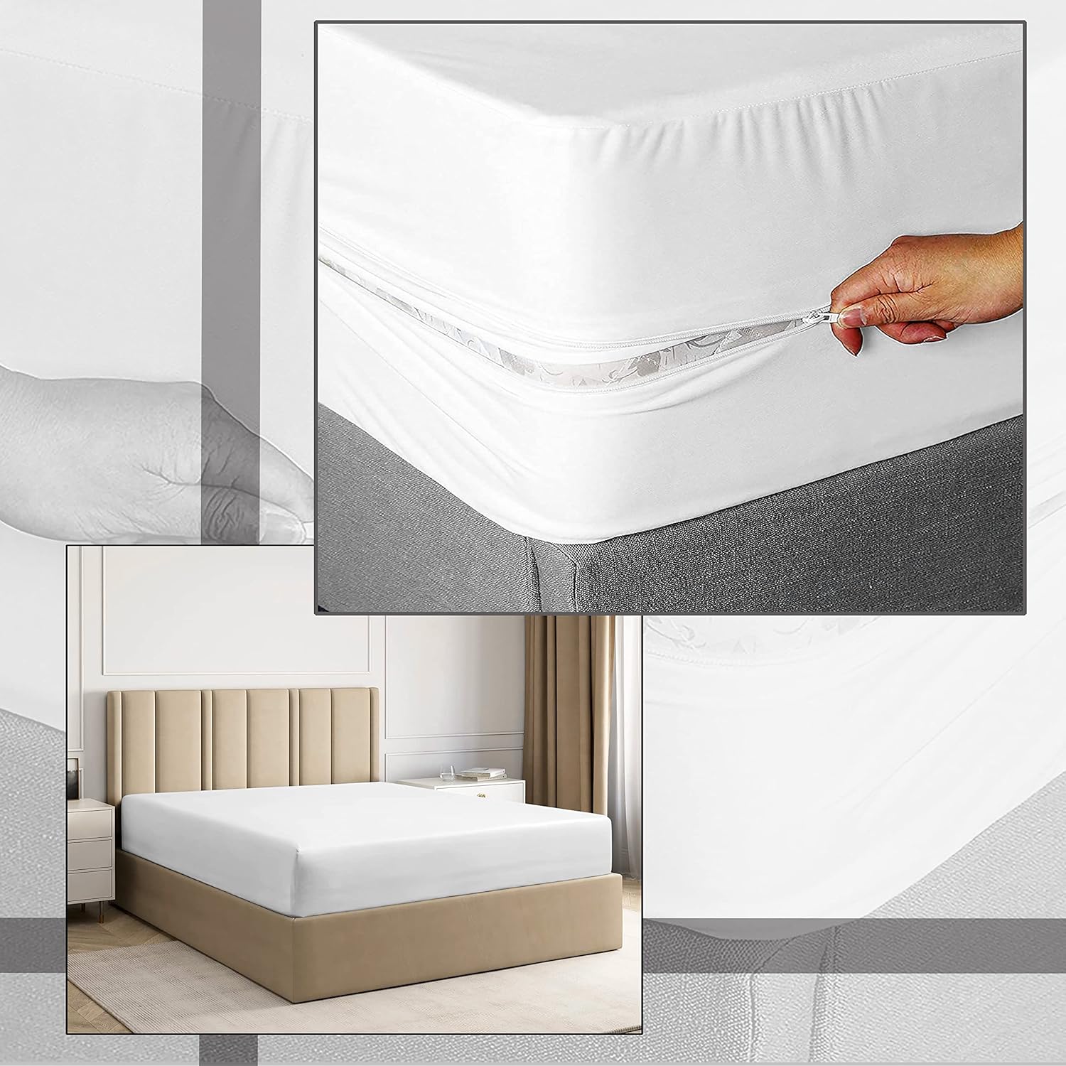Pure Eco Fitted Sheet Zipper Twin Size 39" X 75" Inches Fit