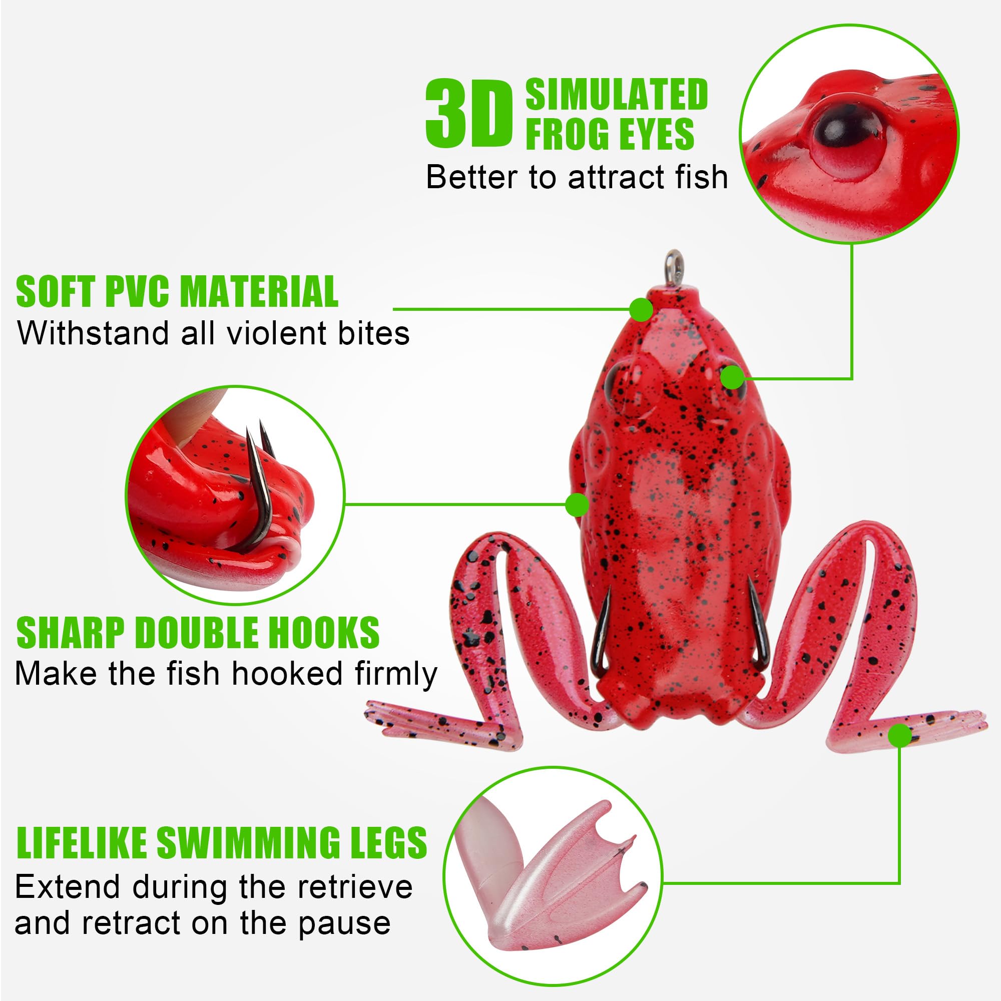 Frog Fishing Lure Kit Artificial Hollow Body Soft Lure Bait Bass